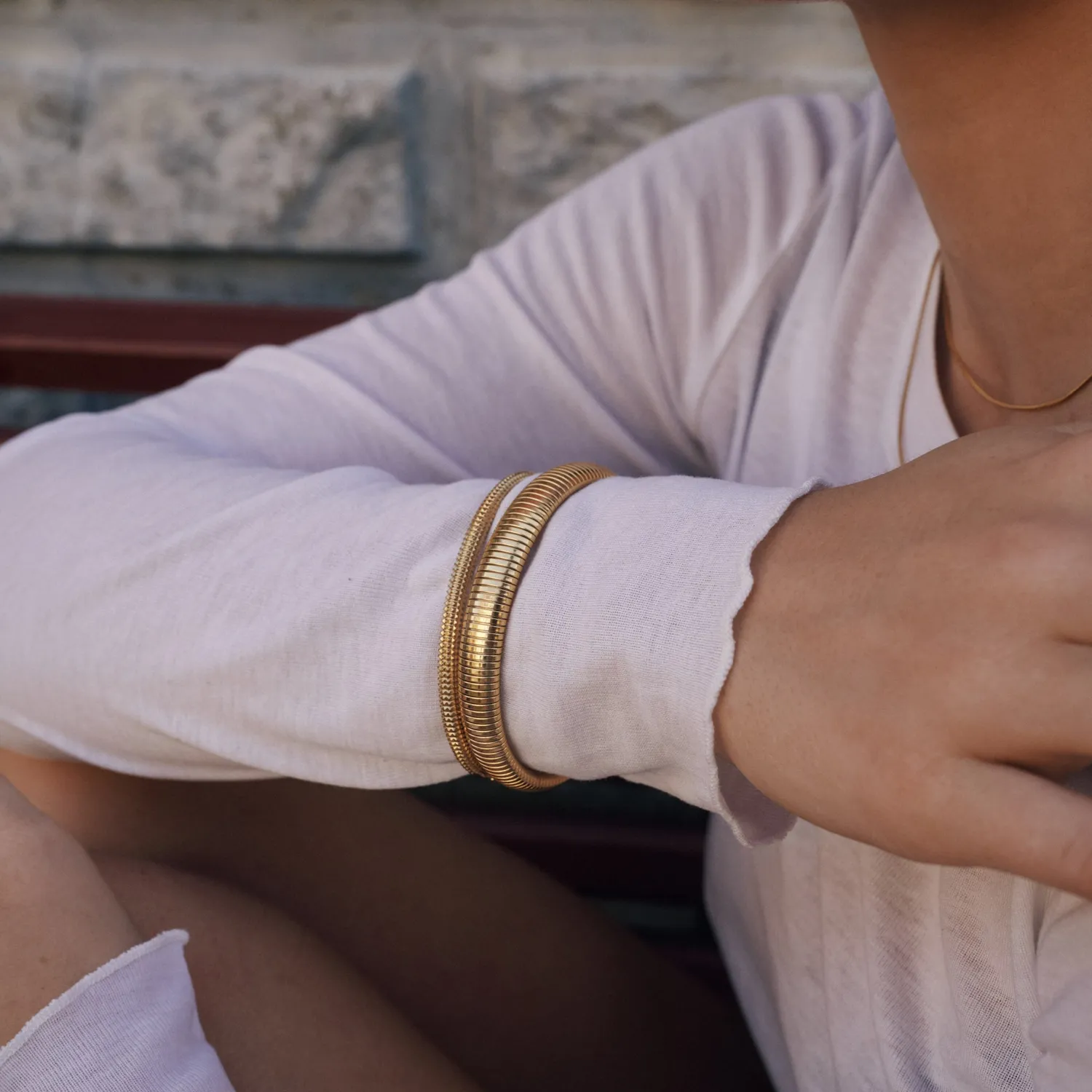 TIMI OF SWEDEN Limei stretch-armbånd sølv rustfrit stål