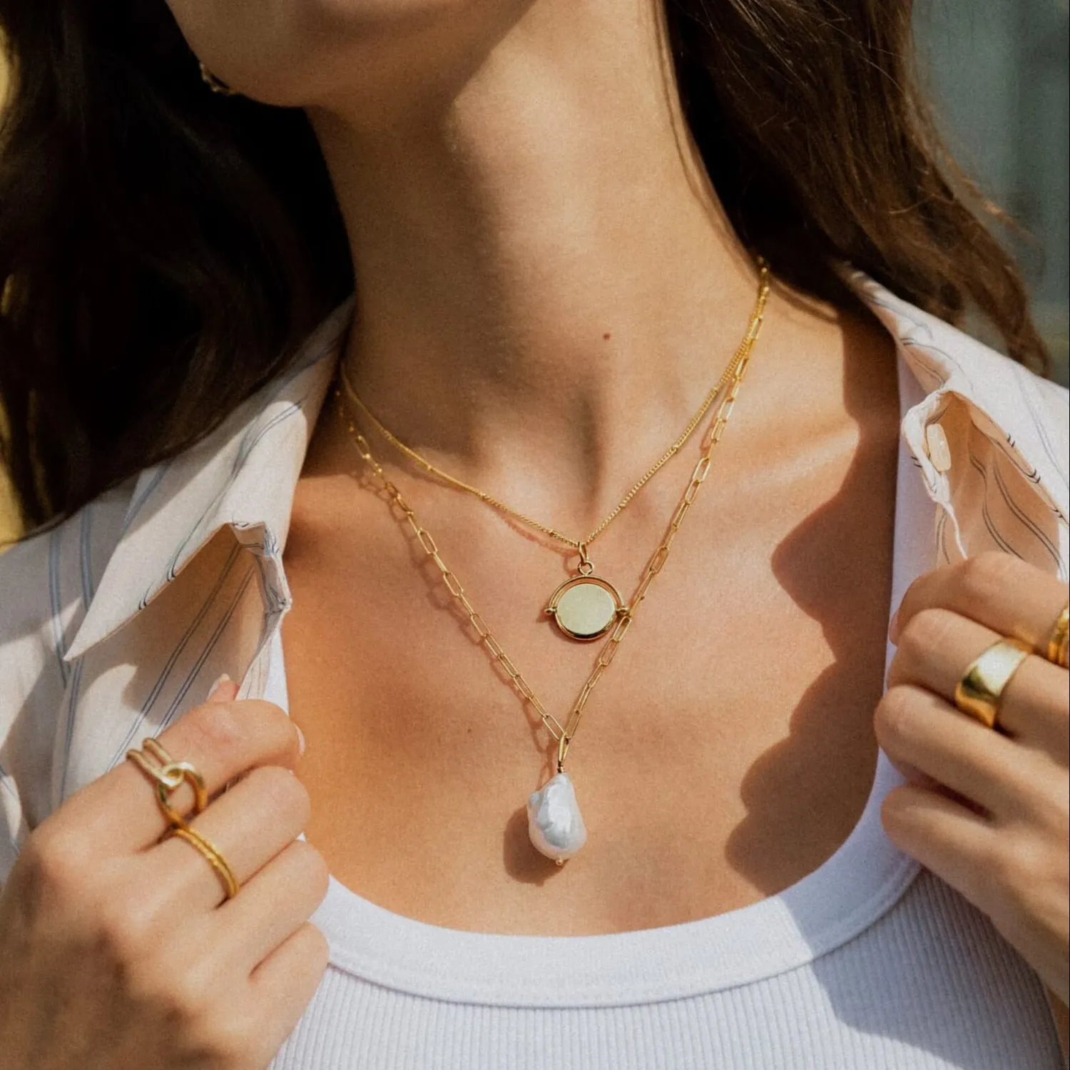 Orelia LUXE Faceted Disc Spinner halskæde guld
