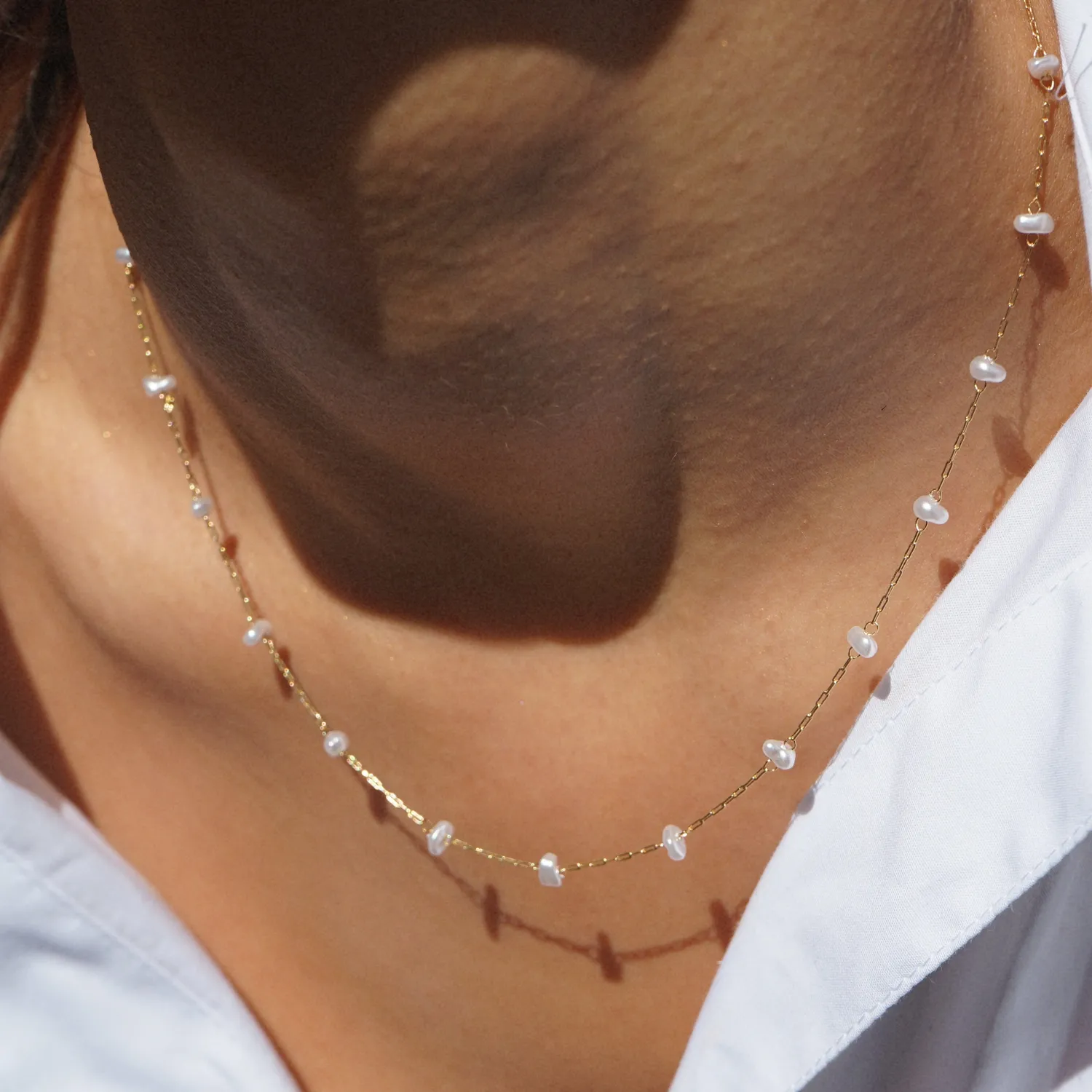 Orelia Pearl Stationed halskæde guld med perler