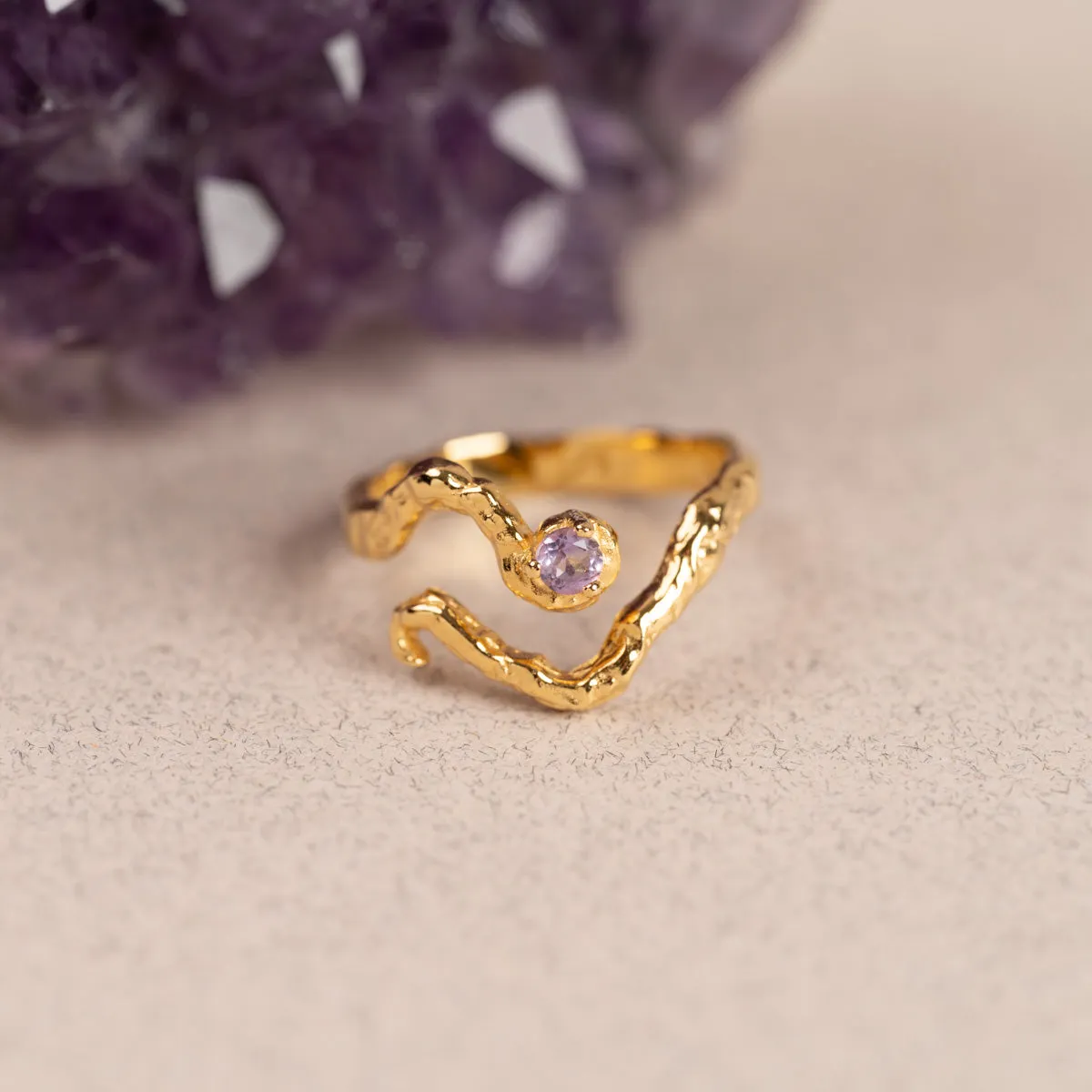 Sisi Copenhagen Emilia ring str 52 forgyldt lilla ametyst