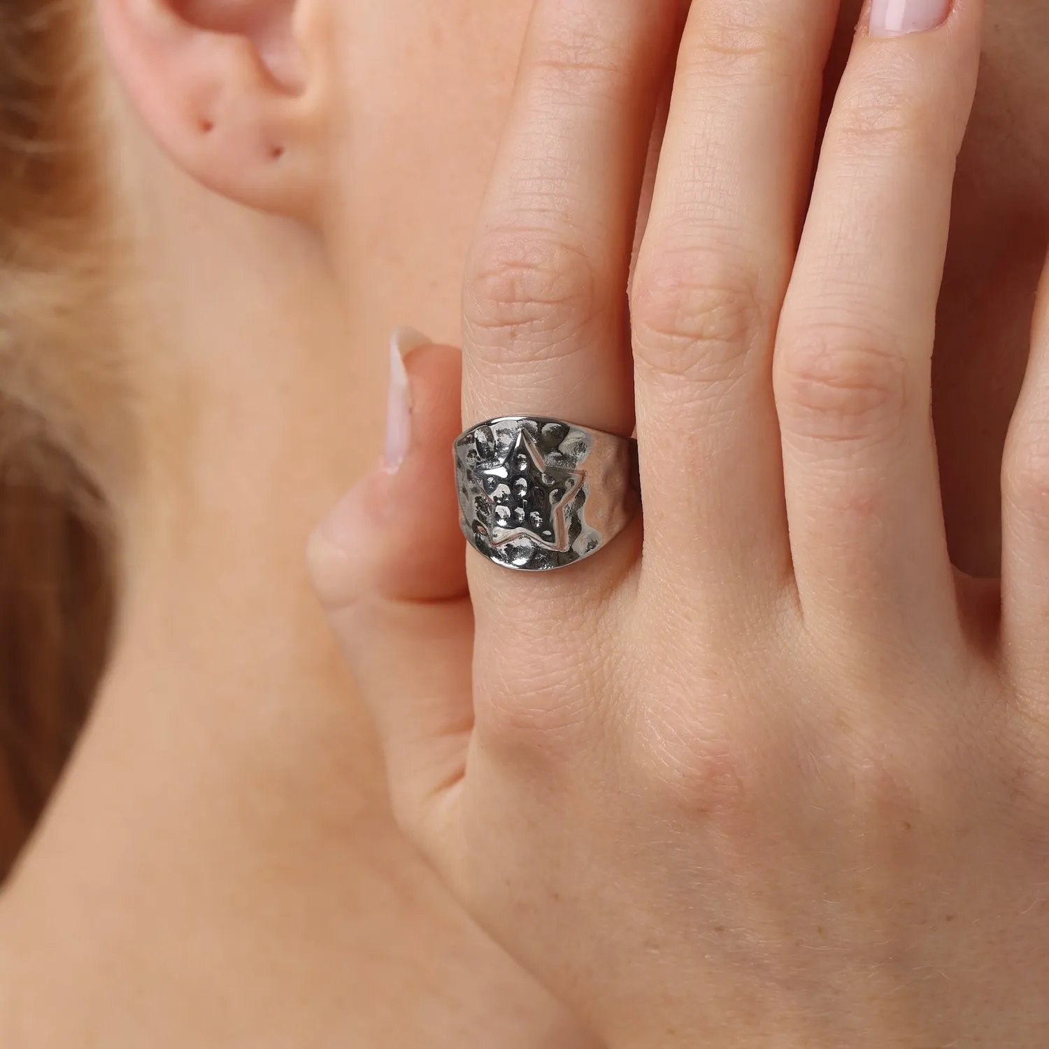 TIMI OF SWEDEN Yrsa ring stjerne guld sølv 17 mm