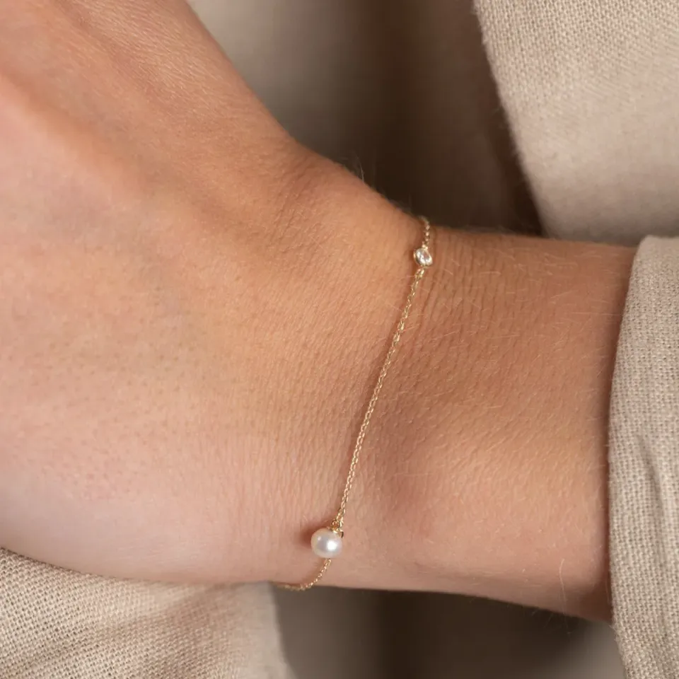 Sisi Copenhagen Nicole Pearl armbånd 9 kt guld perle