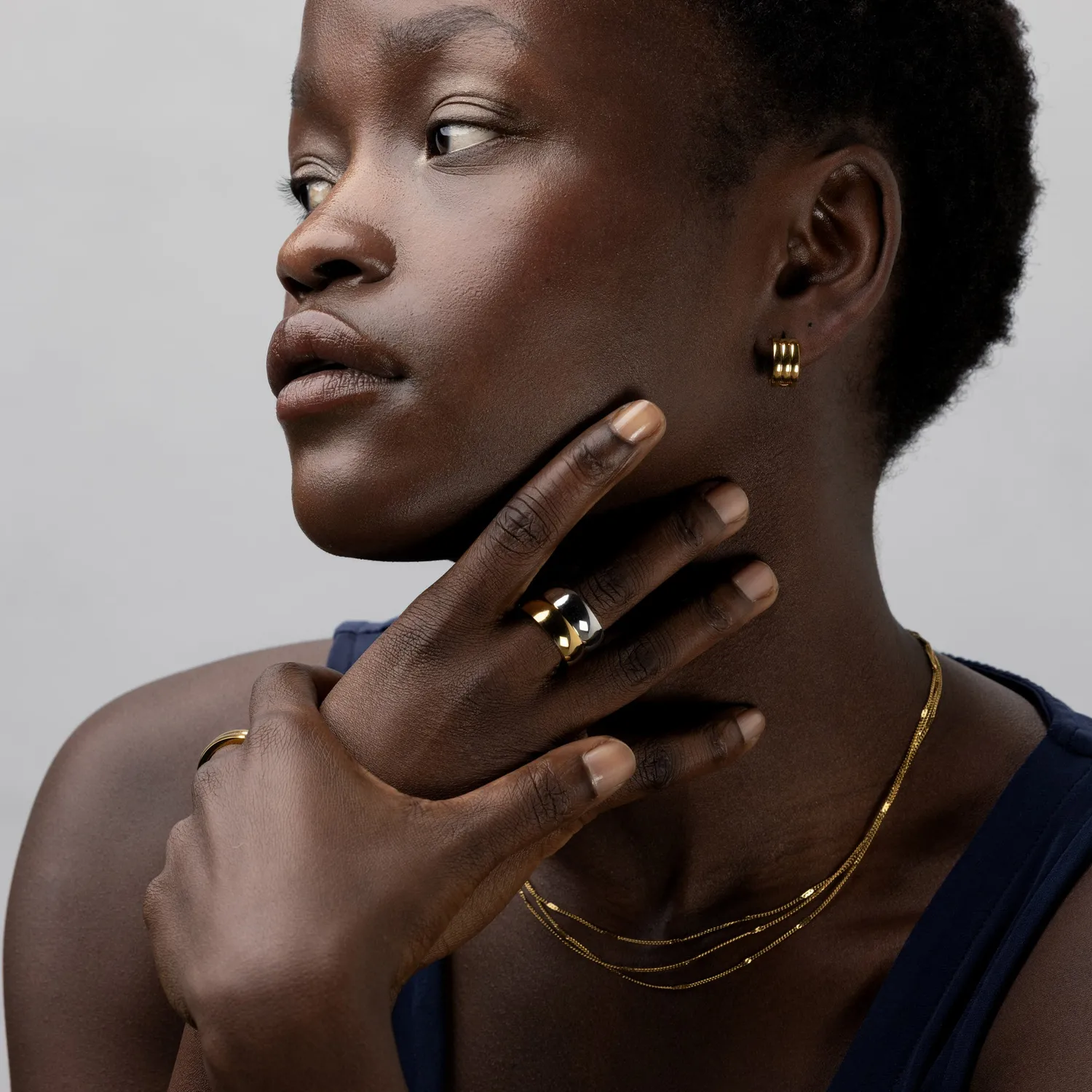 TIMI OF SWEDEN Nellie ring sølv dobbelt dome 13 mm
