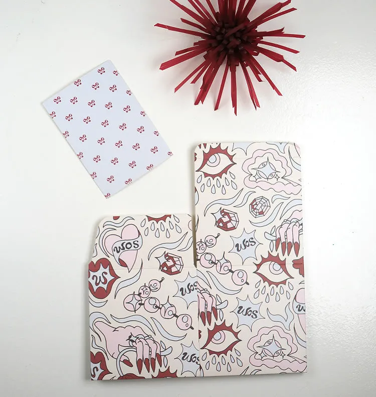 Wos Gift Box Print gaveæske 10x10 cm med sløjfe