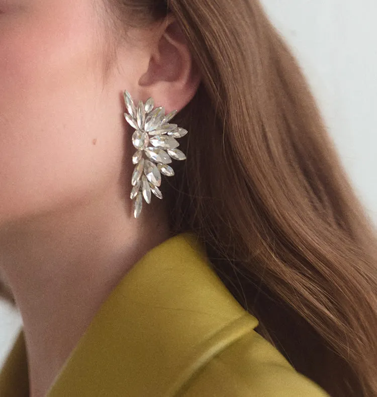 Wos Oksana øreringe sølv halvmåne strass