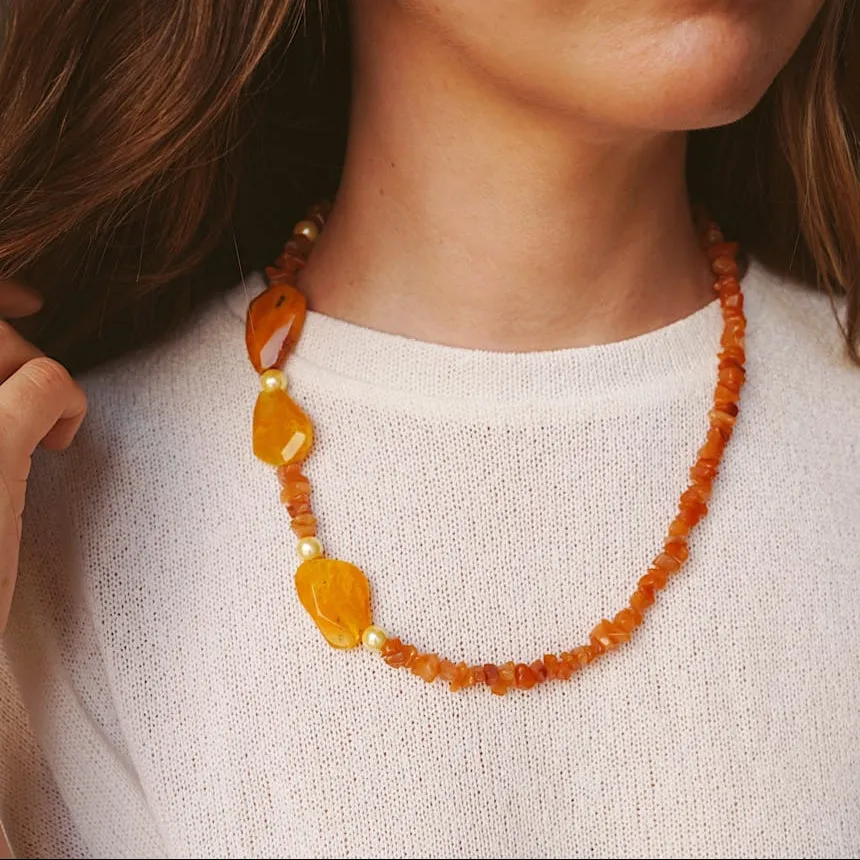 Orelia Vintage Carnelian perle halskæde rød