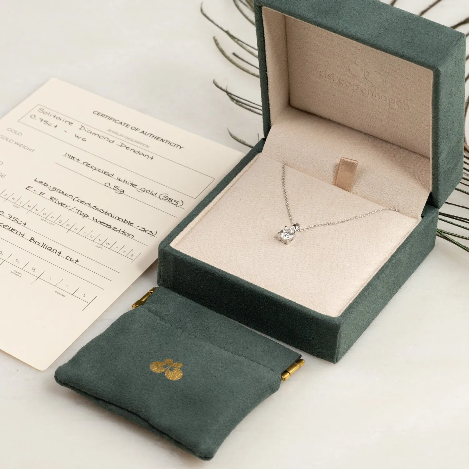 Sisi Copenhagen Prong Solitaire diamantvedhæng 0,75 ct hvidguld