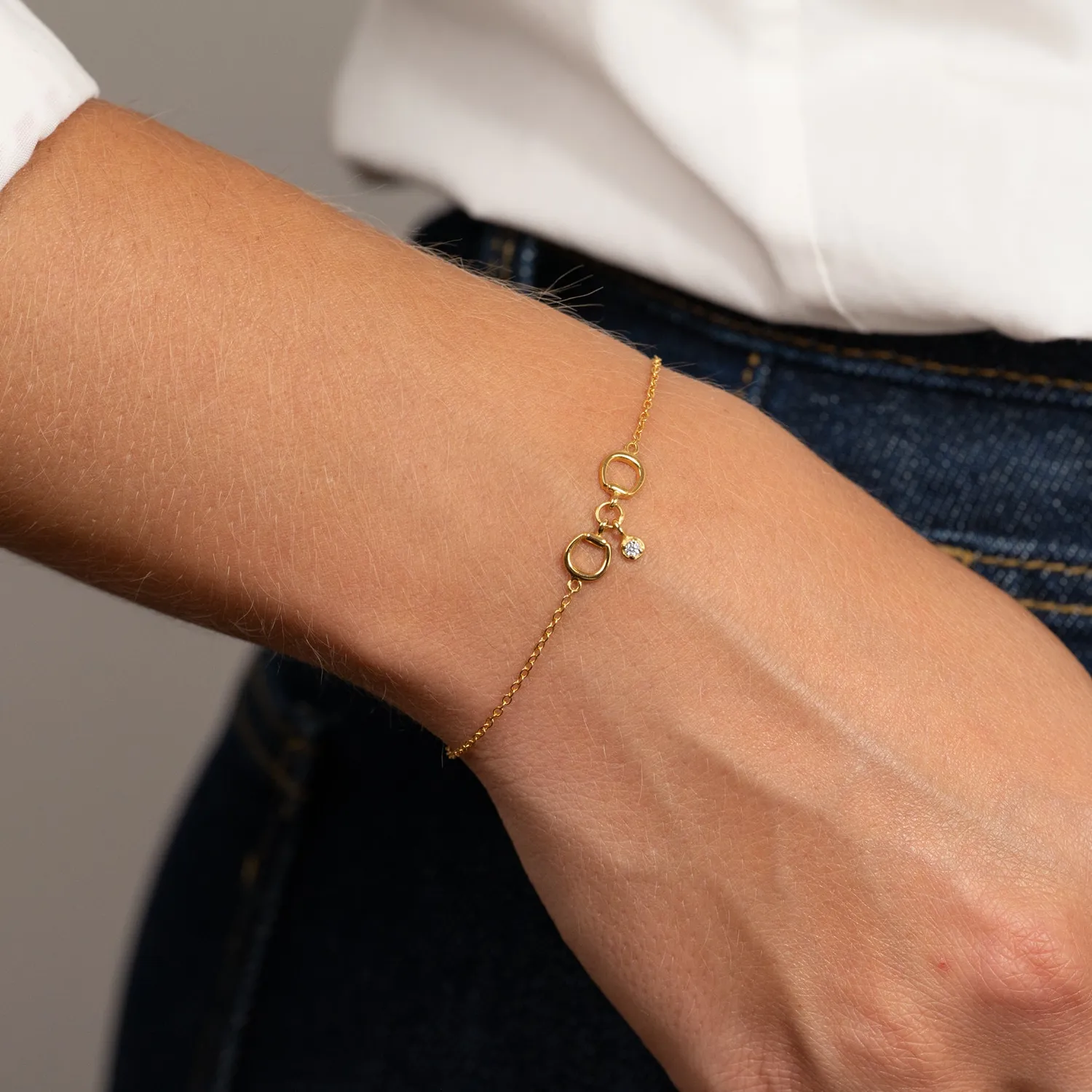 Sisi Copenhagen Sigge armbånd forgyldt zirkon 16cm