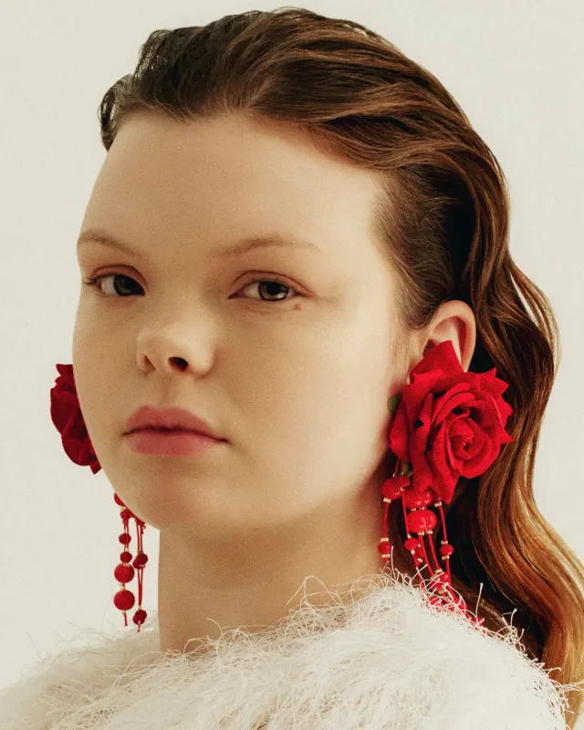 Wos WOS UP Emilia øreringe rød rose perler