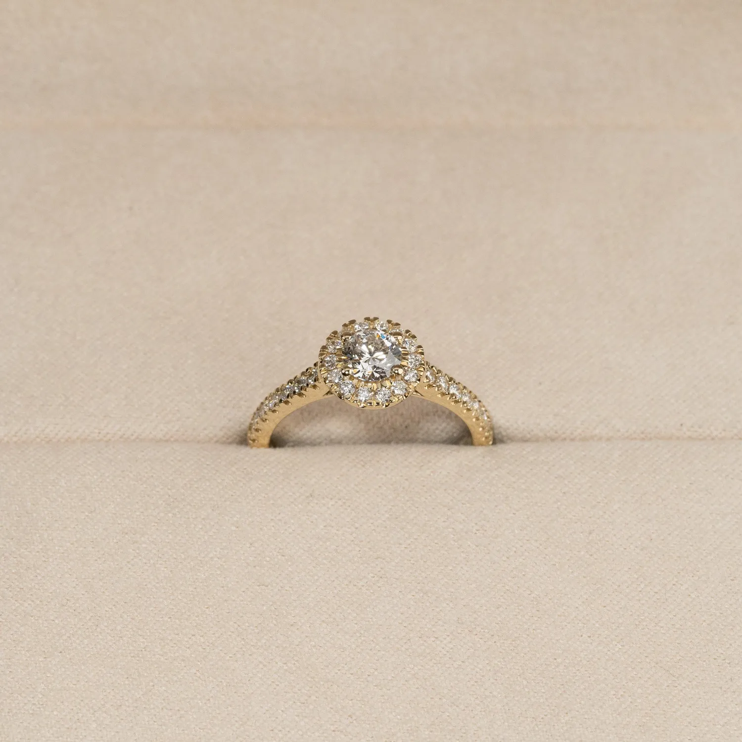 Sisi Copenhagen Round Halo Alliance ring 0,85 ct 14 kt guld