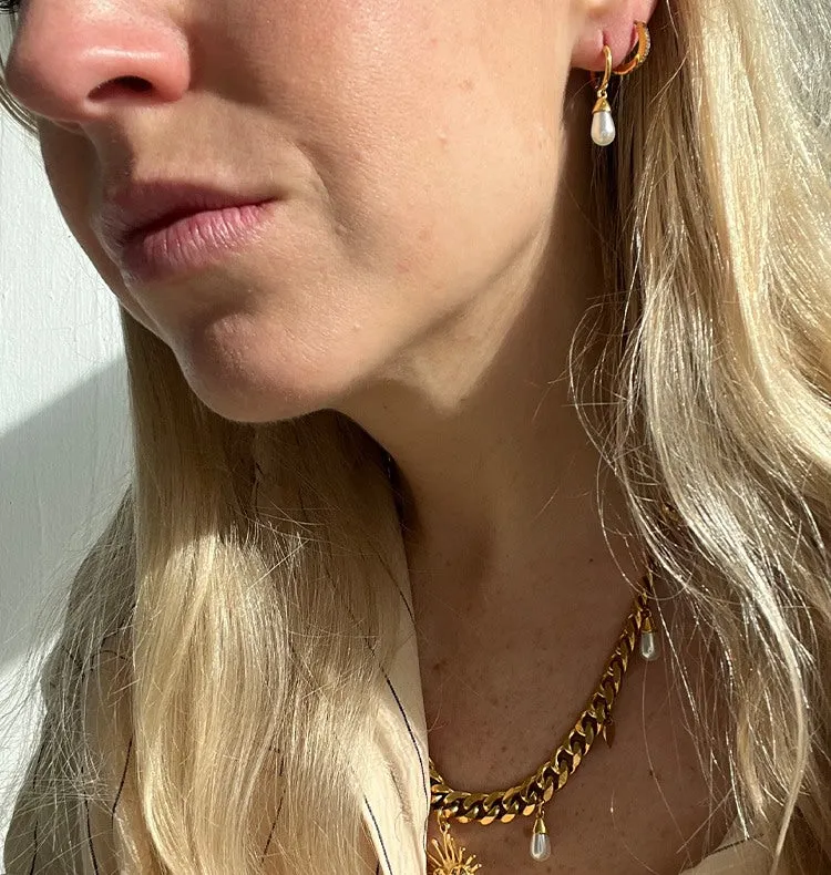 Wos Veja Drop single ørering guld perle