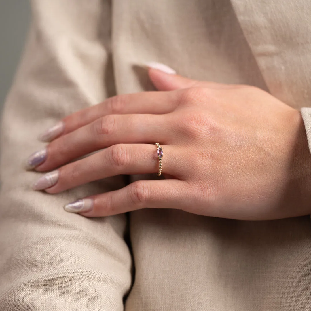 Sisi Copenhagen Ingeborg ring 9 kt guld ametyst marquise