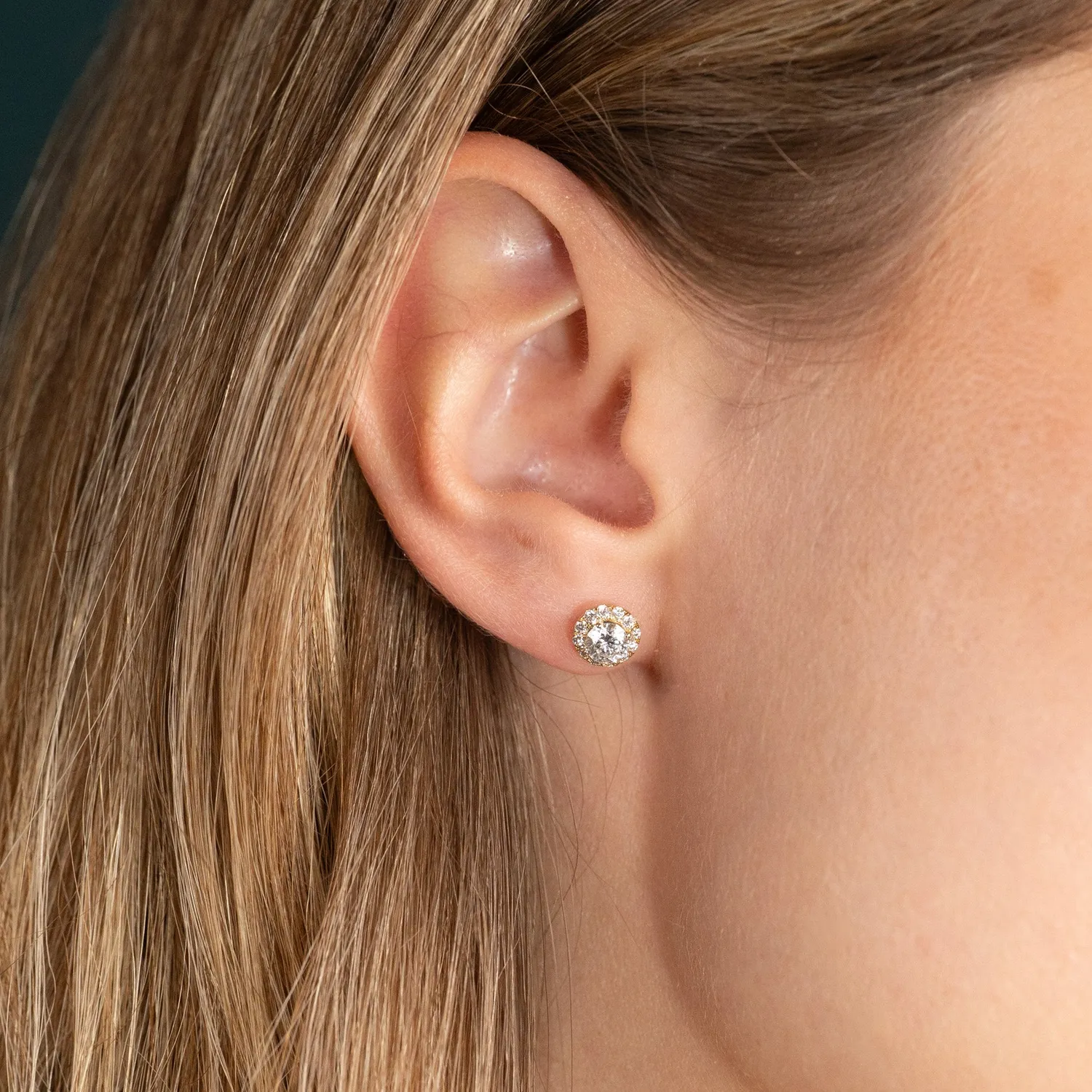Sisi Copenhagen Halo ørestikker 1,0 ct guld lab-diamant