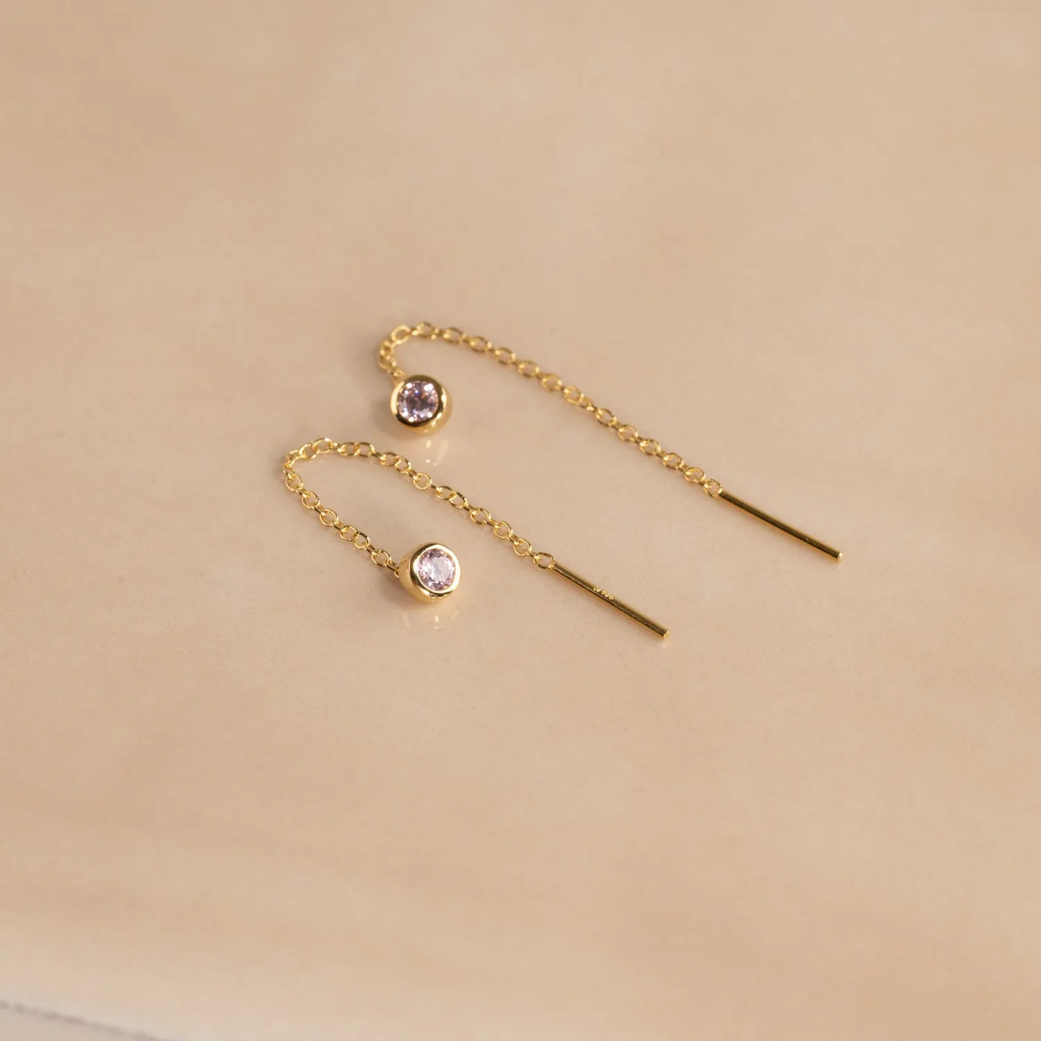 Sisi Copenhagen Amanda Pink Golden kædeøreringe zirkon
