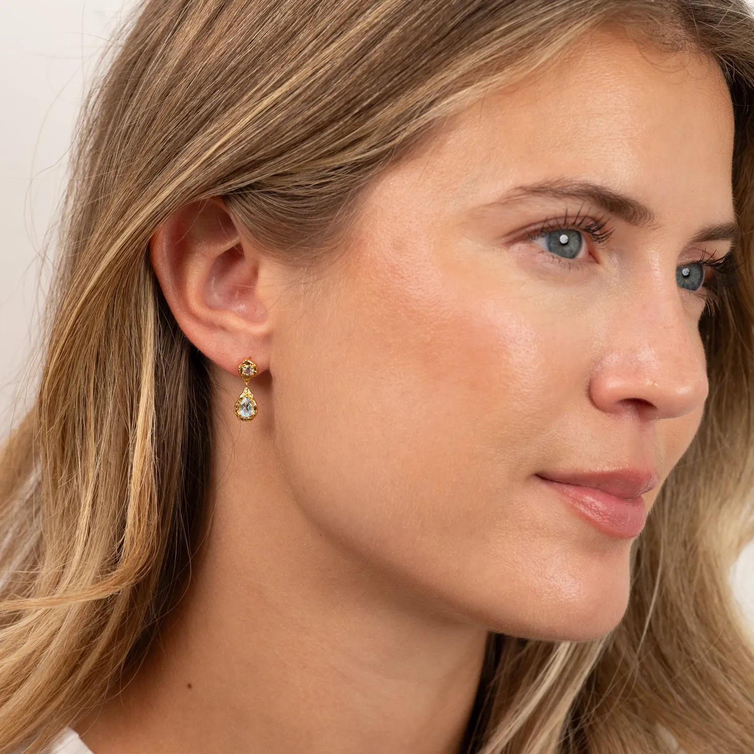 Sisi Copenhagen Emilia Blue Topaz øreringe forgyldt par