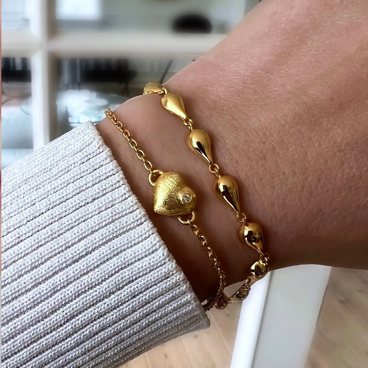 Bykjaergaard Divine armbånd sølv hjerte zirkonia