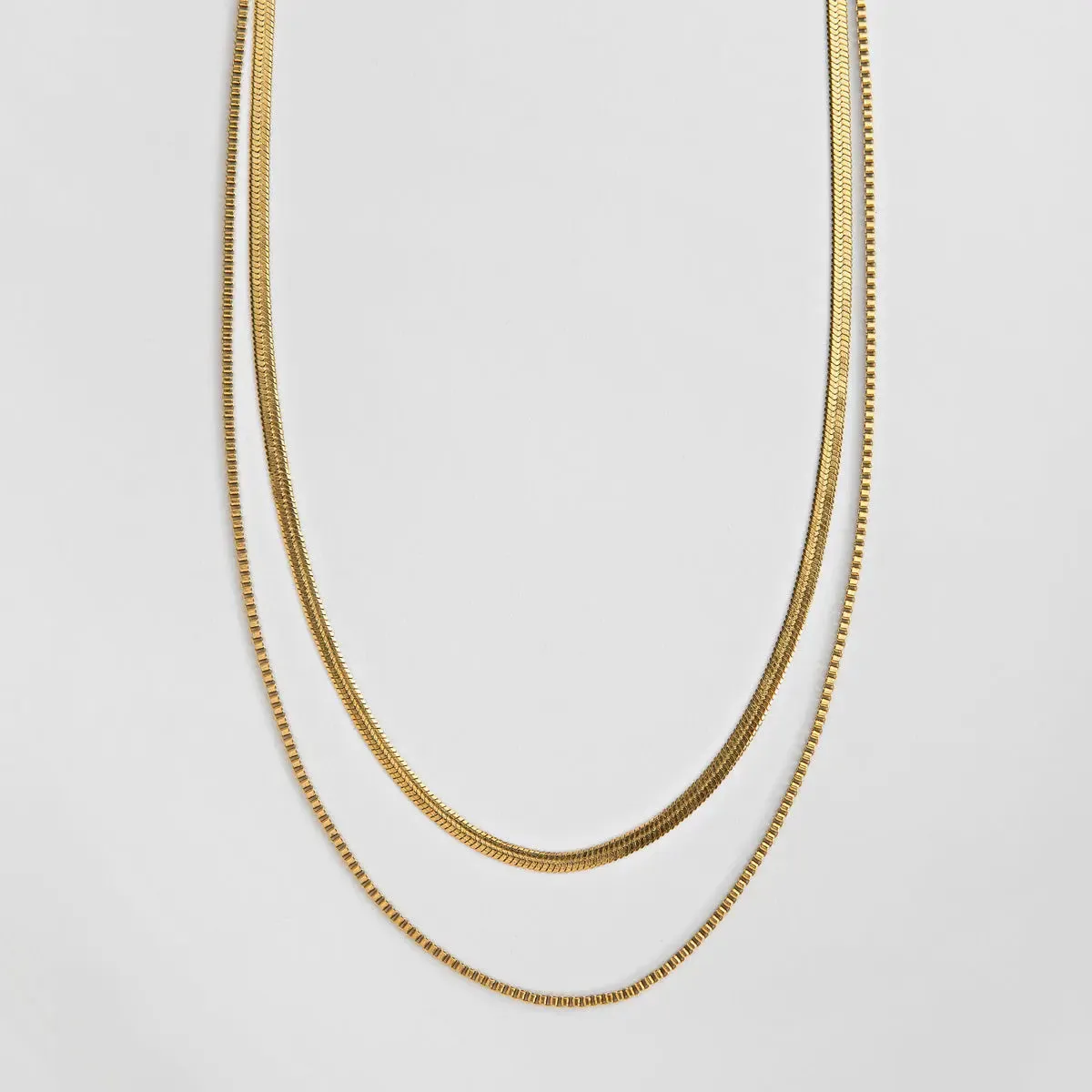 TIMI OF SWEDEN Dobbelt Snake Chains halskæde guld vandtæt