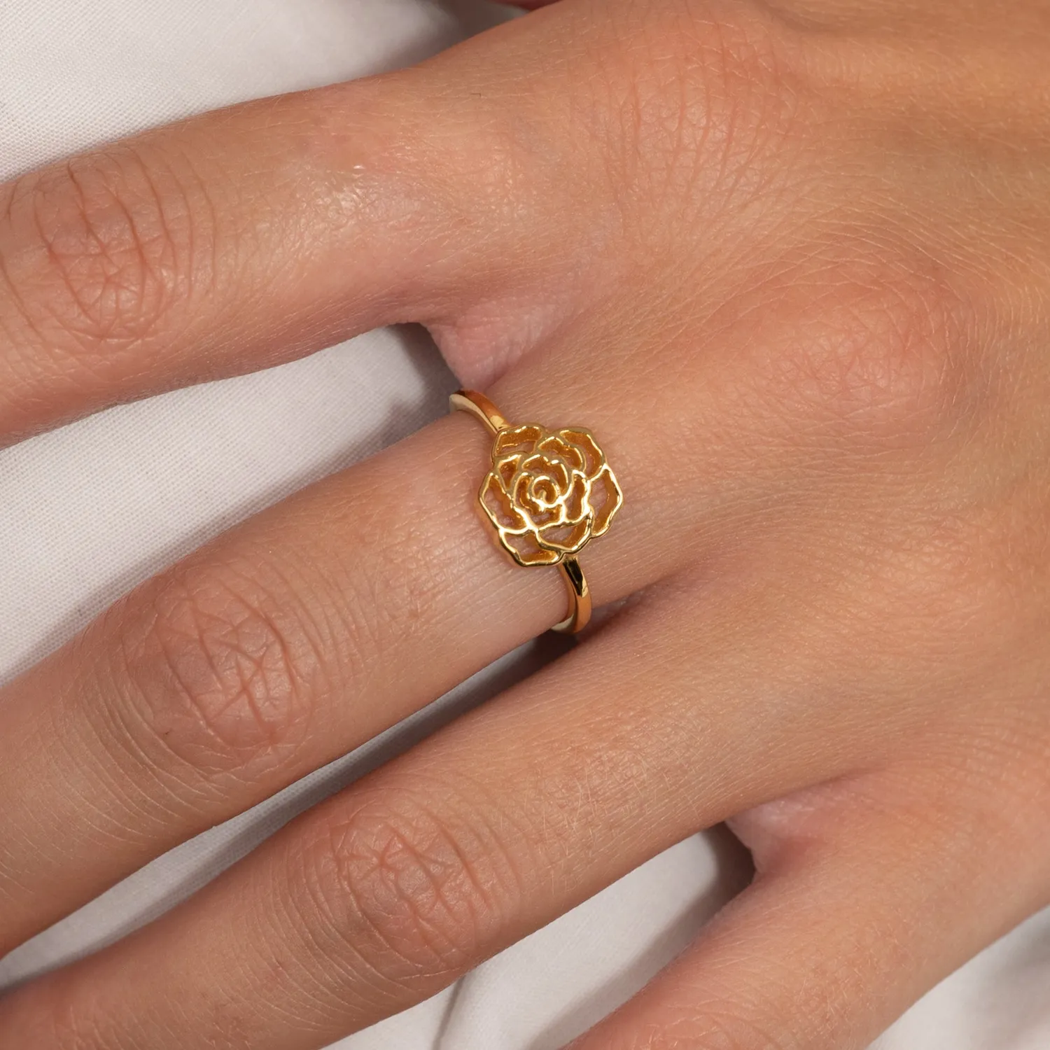 Sisi Copenhagen Rosa ring forgyldt sterlingsølv blomst
