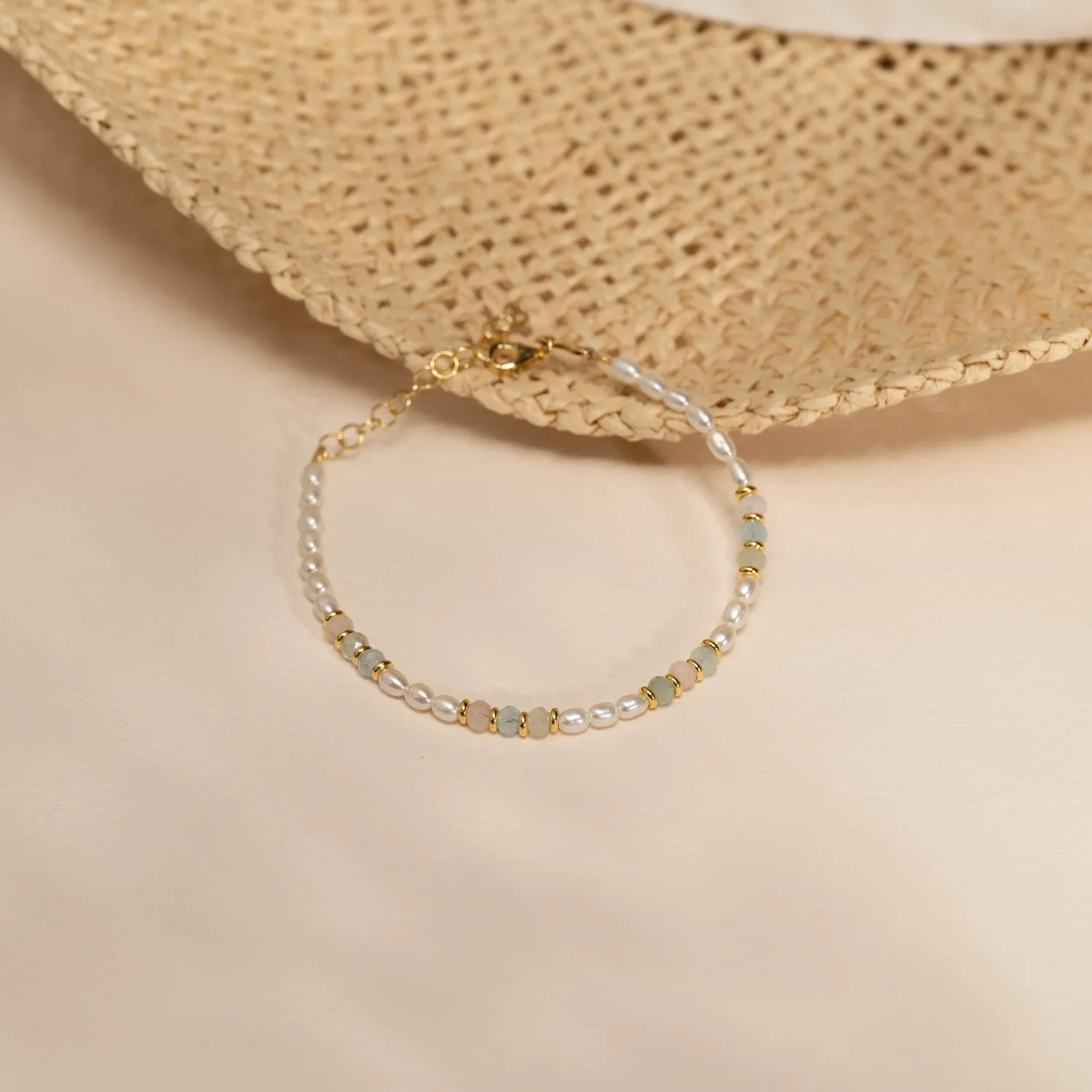 Sisi Copenhagen Dora Morganite Pearl armbånd forgyldt