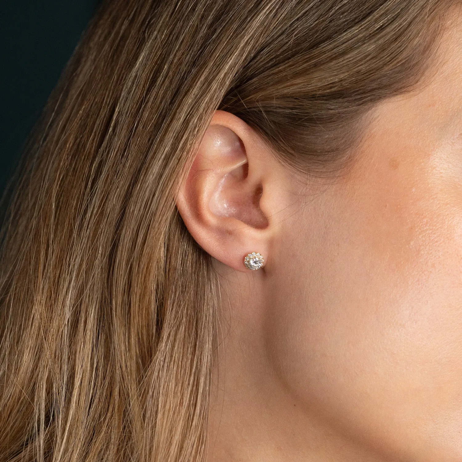 Sisi Copenhagen Halo ørestikker 1,0 ct guld lab-diamant
