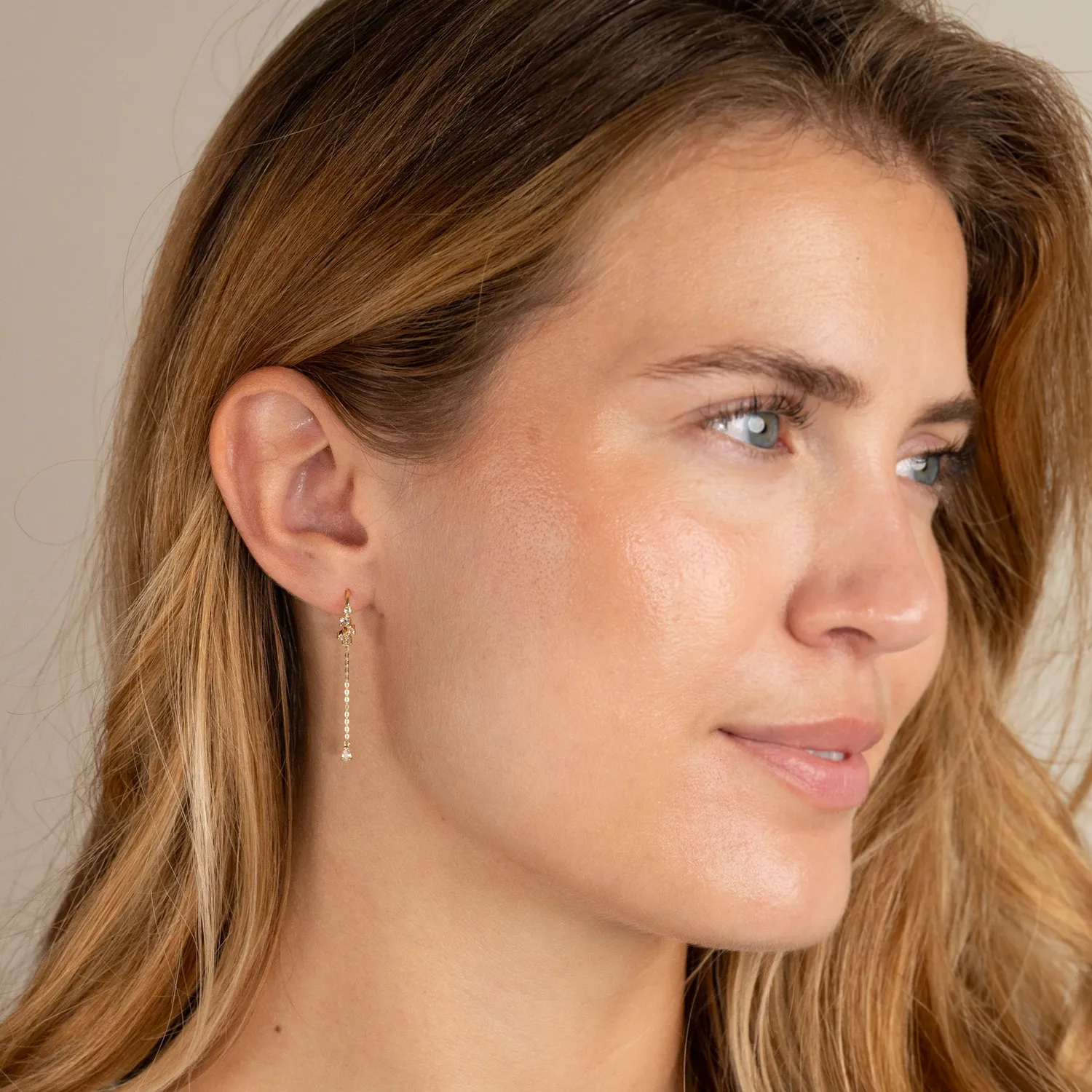 Sisi Copenhagen Valerie guld øreringe hvid topas 38 mm