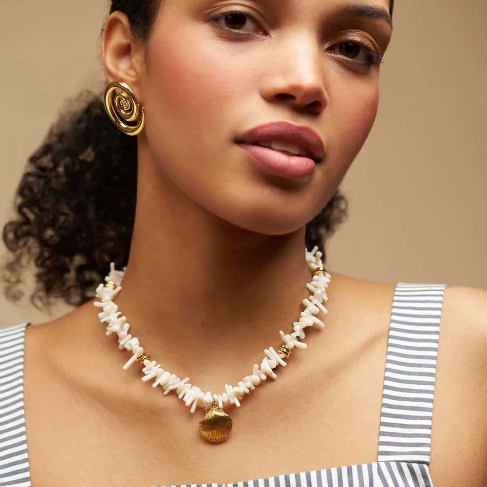 Orelia Cream Coral Chip Shell halskæde statement