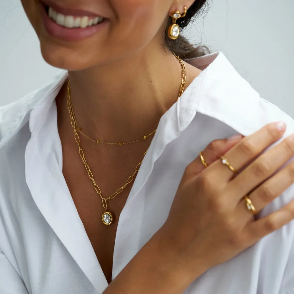 Orelia LUXE Crystal Pendant Chain halskæde guld