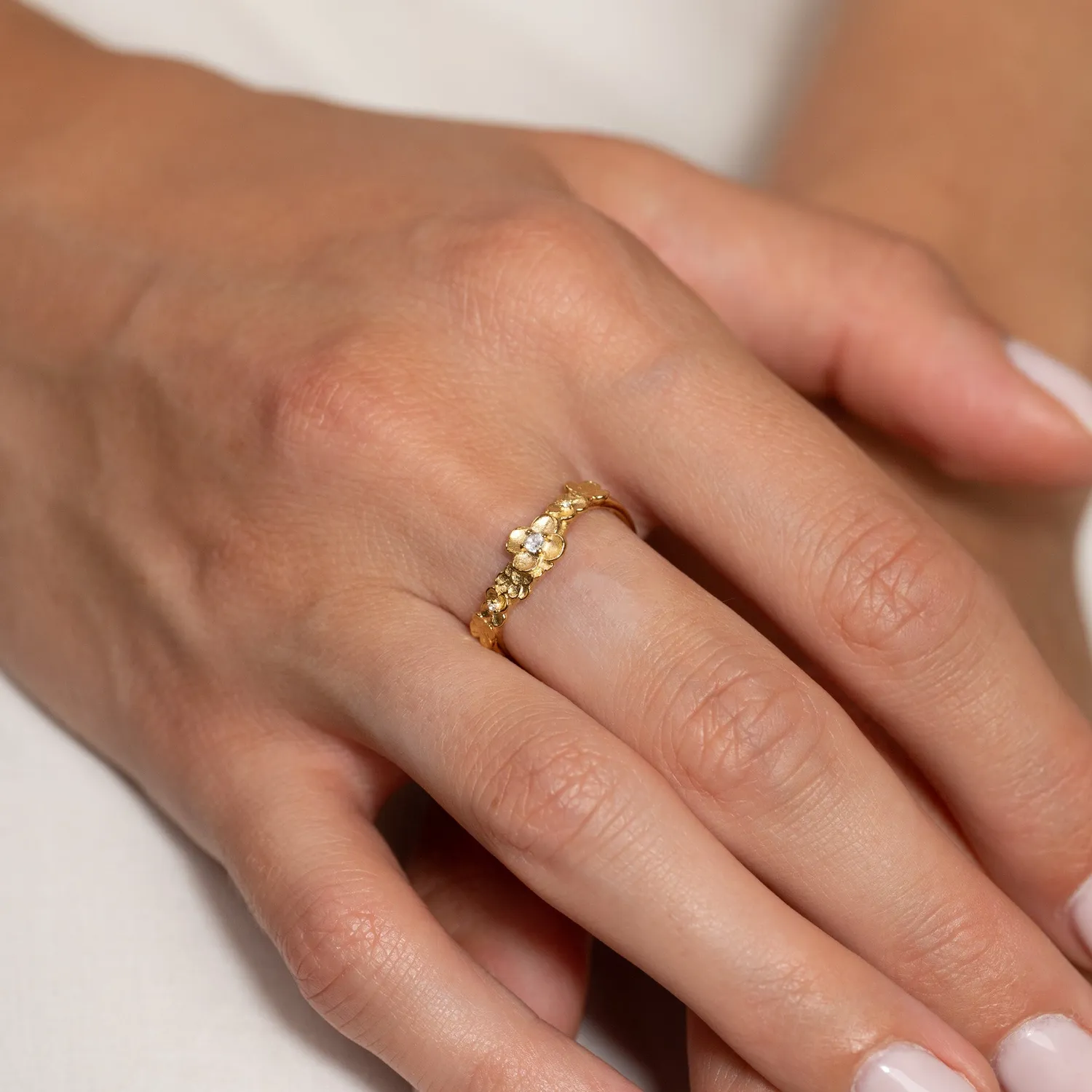 Sisi Copenhagen Flora crystal ring forgyldt zirkonia blomster