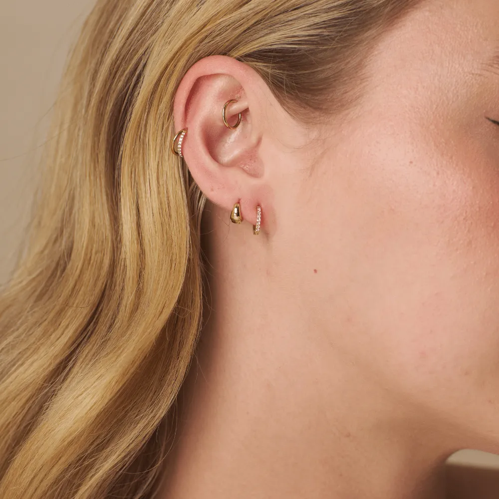 Orelia Double Row Pavé clicker hoop øreringe guld