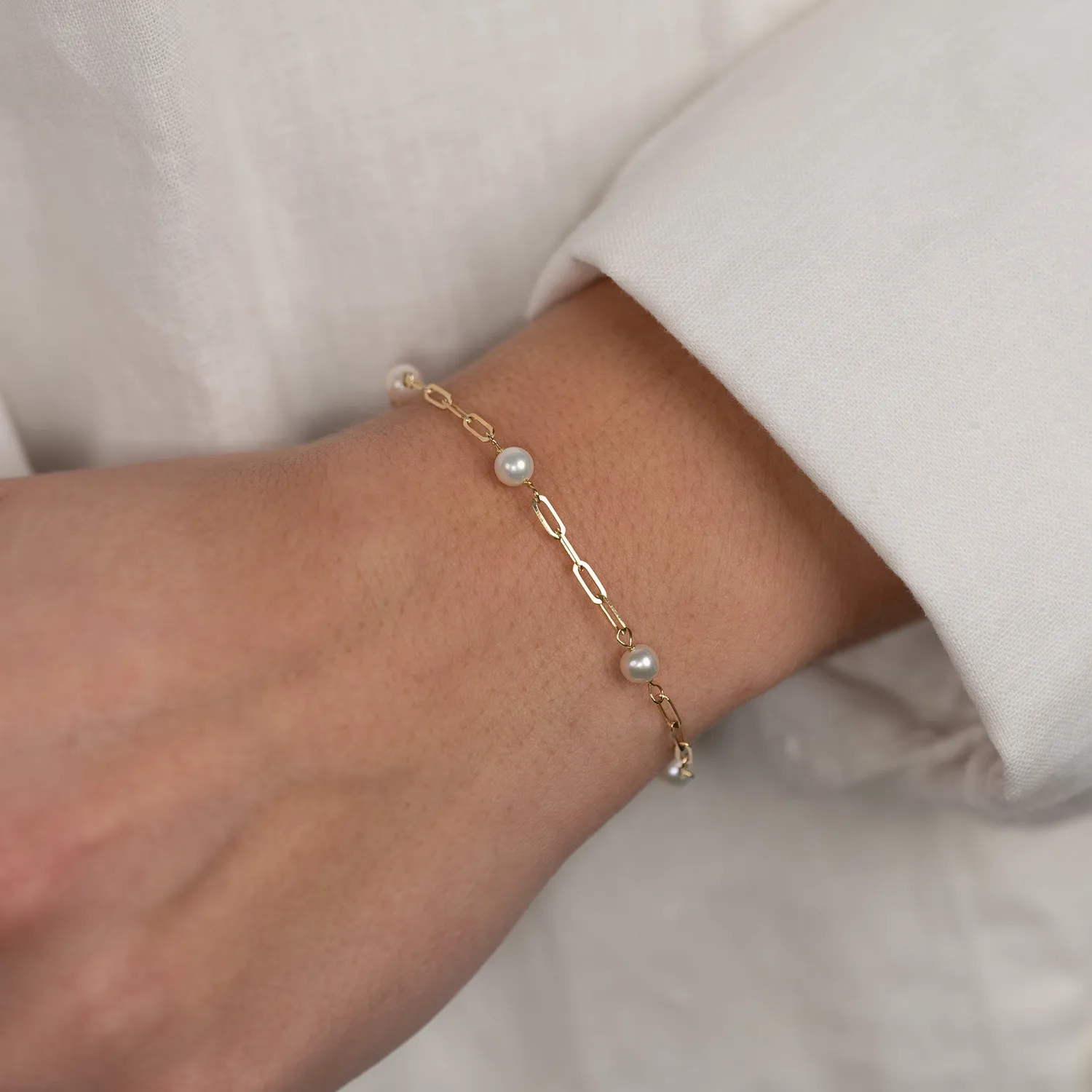 Sisi Copenhagen Alma Pearl armbånd massivt guld perler