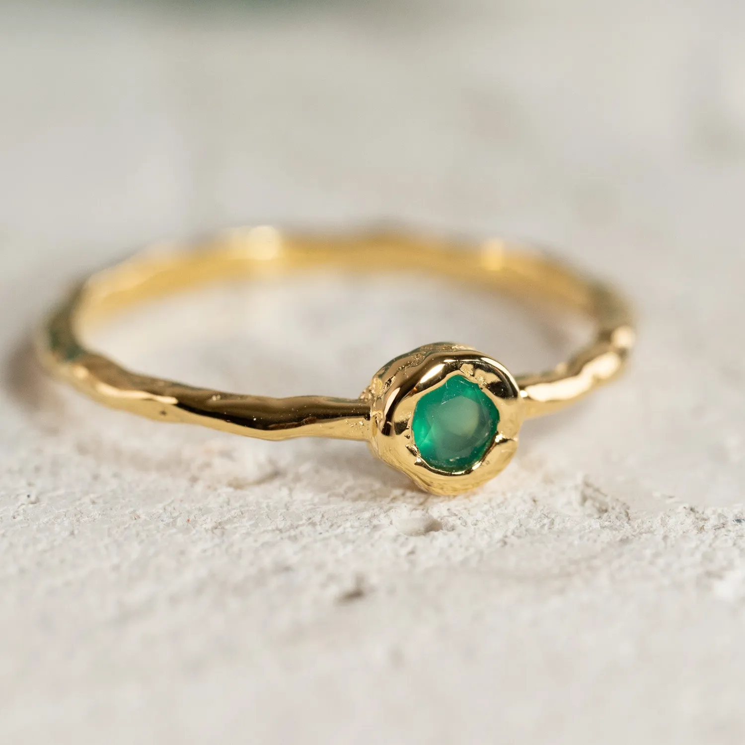 Sisi Copenhagen Selene Green Agate Golden ring grøn agat forgyldt