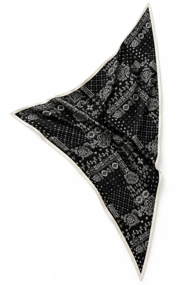 Wos Venice sjal sort paisley trekantet 130 cm