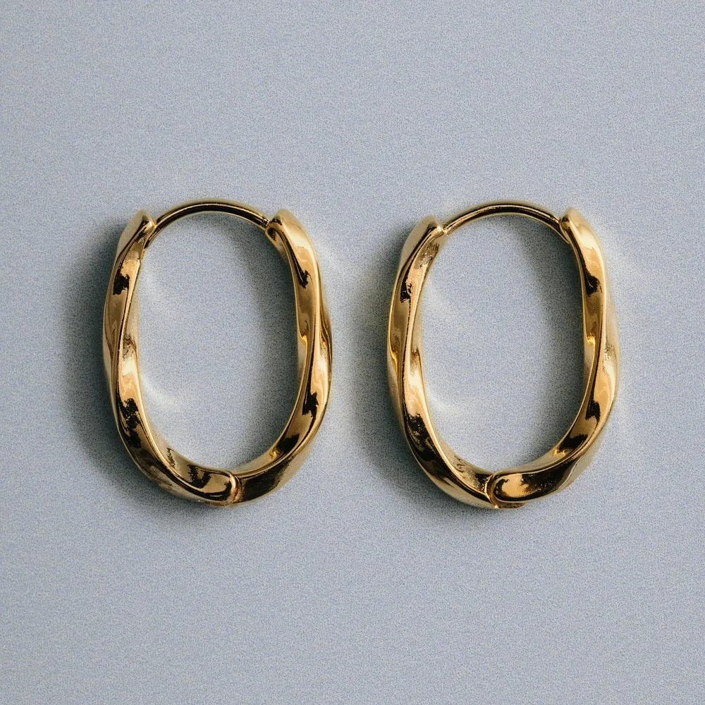 Orelia Oval Twist hoops forgyldte øreringe