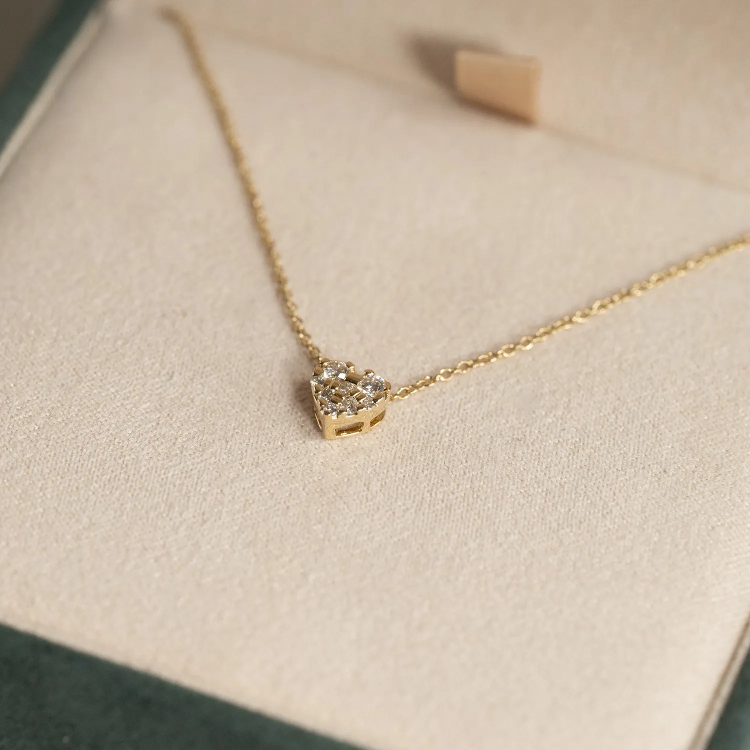 Sisi Copenhagen Heart Pave diamantvedhæng guld 14 kt
