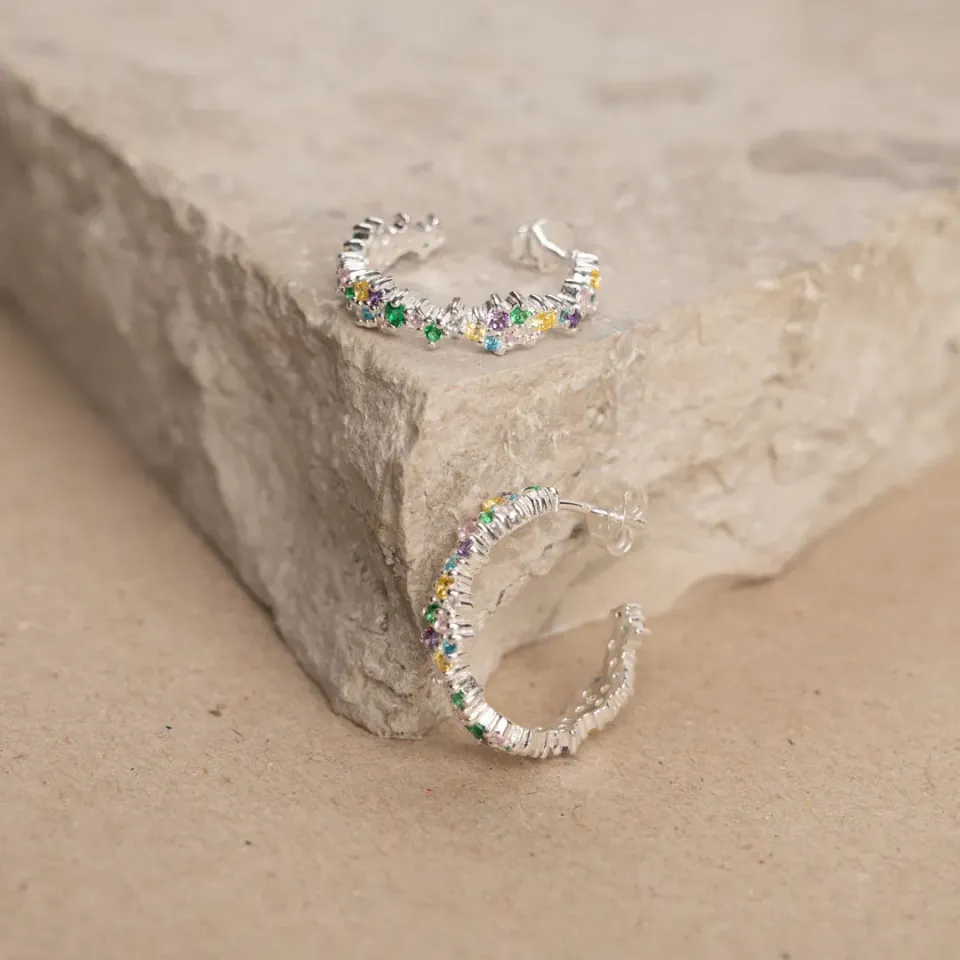 Sisi Copenhagen Clair Rainbow creoler sølv 20 mm par