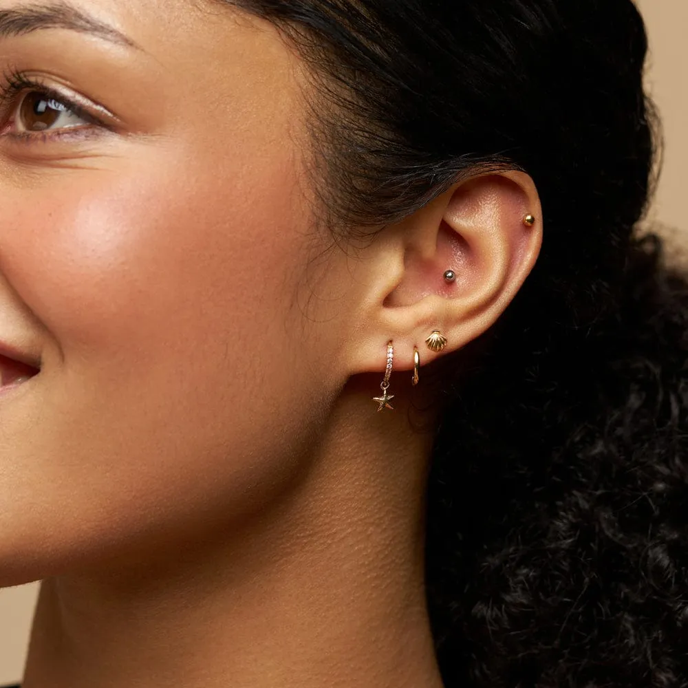 Orelia Pavé & Starfish Micro Hoop øreringe guld