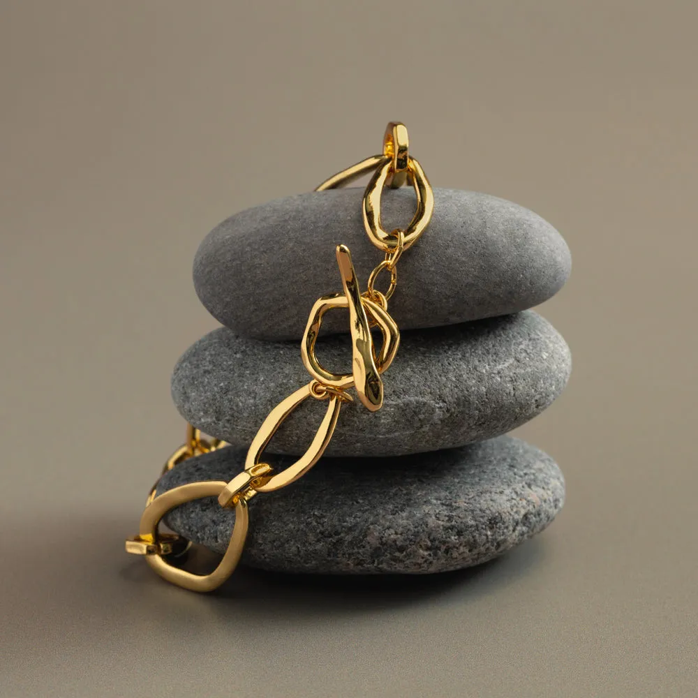 Orelia Organic Oval Link T-Bar armbånd guld chunky
