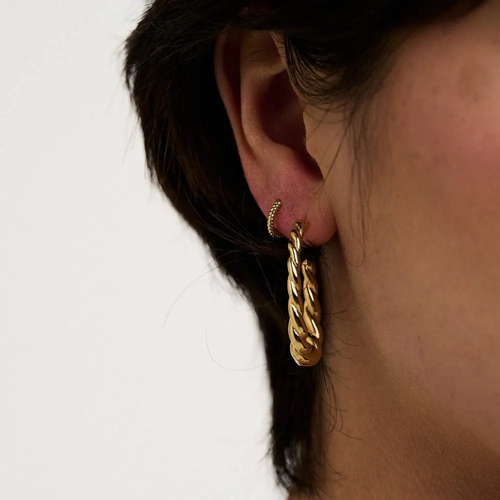 Orelia Rope Mini Micro Hoop øreringe guld