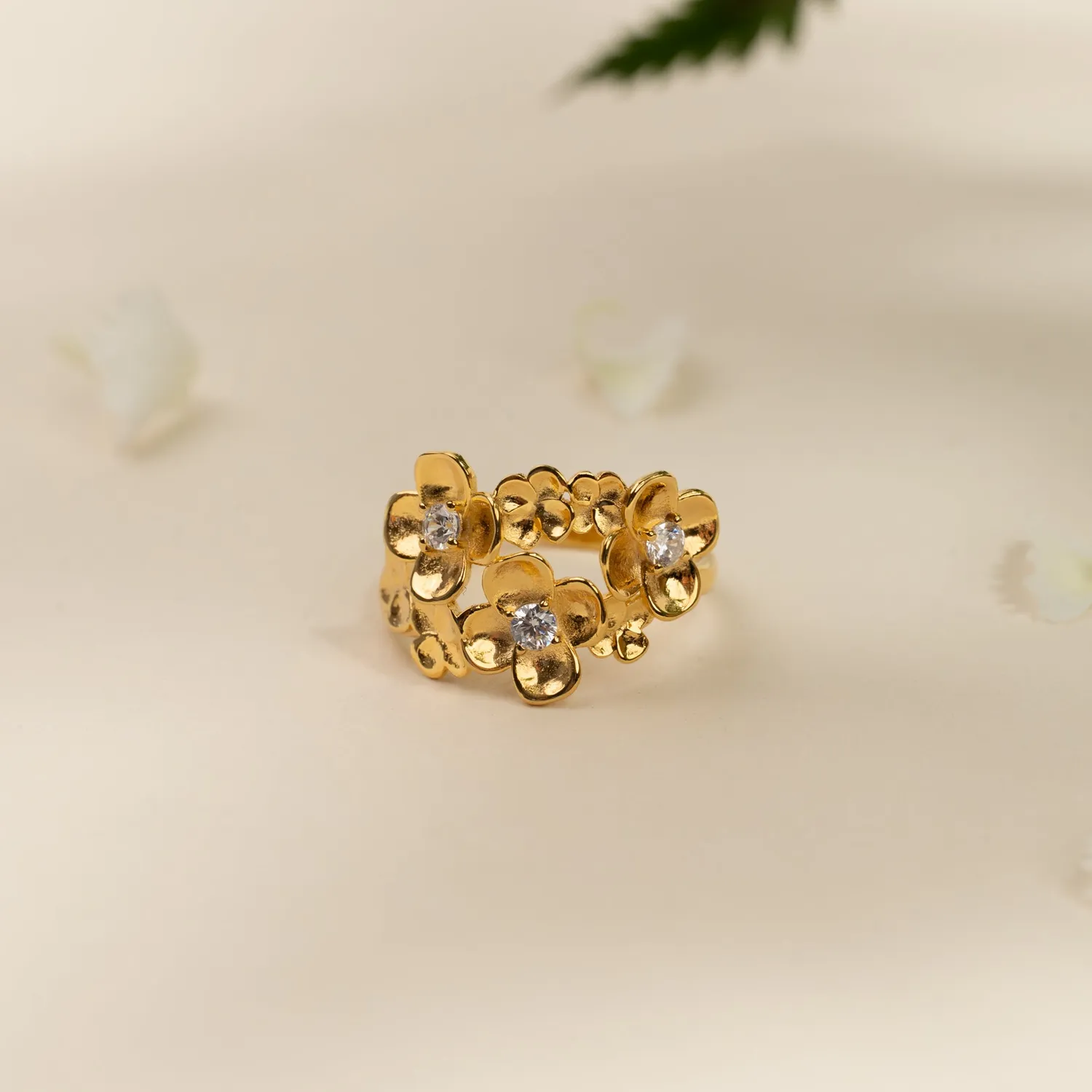 Sisi Copenhagen Flora Crystal Cluster ring forgyldt zirkonia