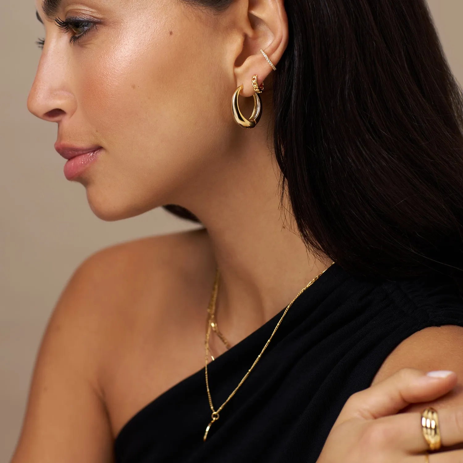 Orelia Large Tapered Hoop øreringe guld store kliklås
