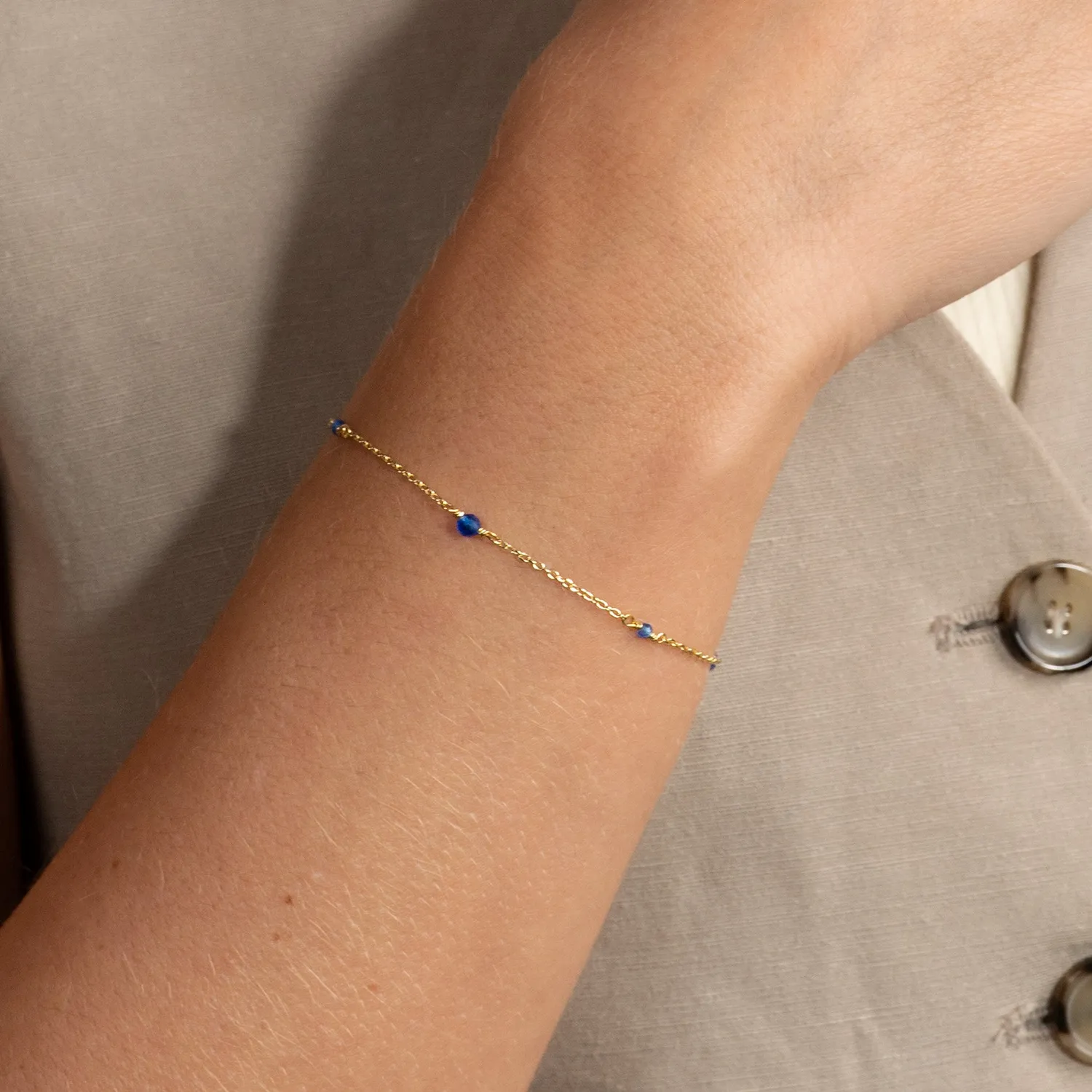 Sisi Copenhagen Isabella Blue Jade armbånd forgyldt blå jade