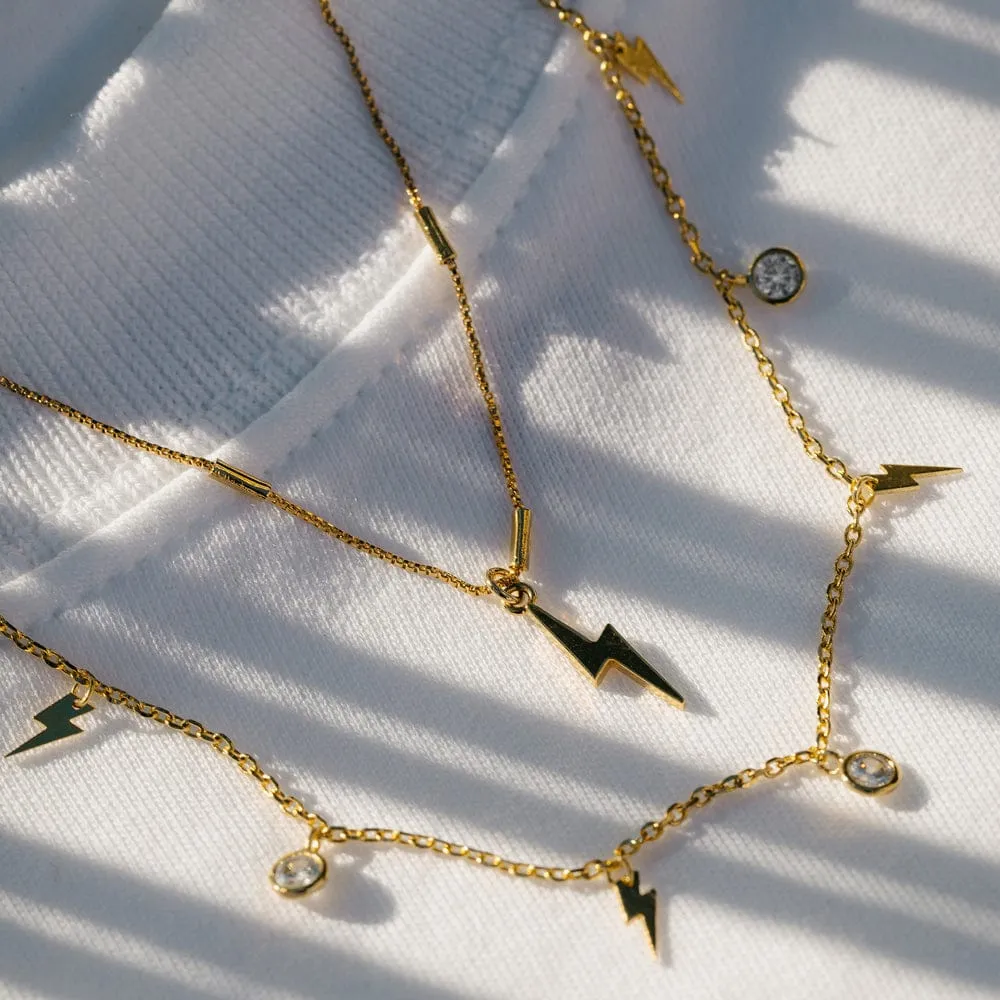 Orelia Lightning Charm halskæde guld lyn vedhæng