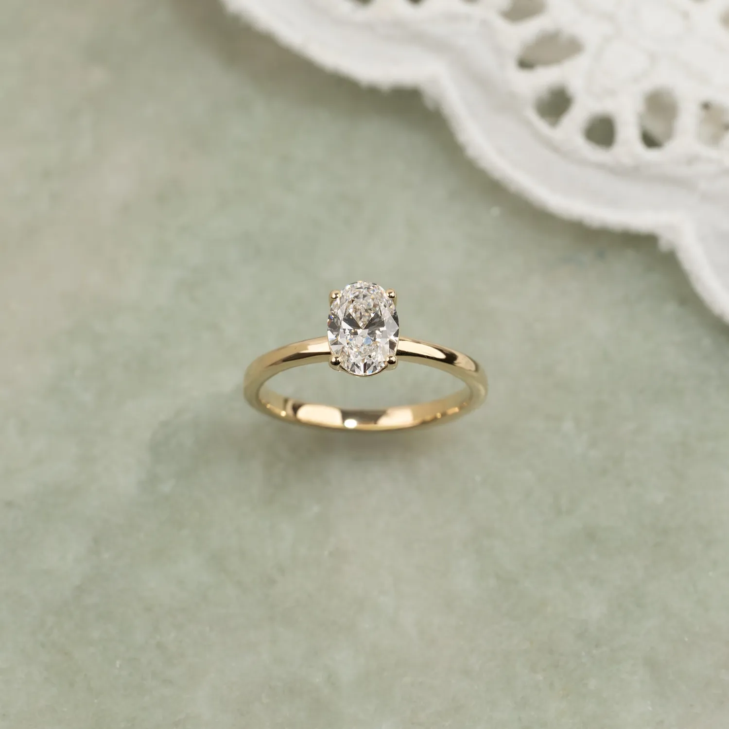 Sisi Copenhagen Solitaire Oval-Cut lab-diamantring 14 kt guld 1,0 ct