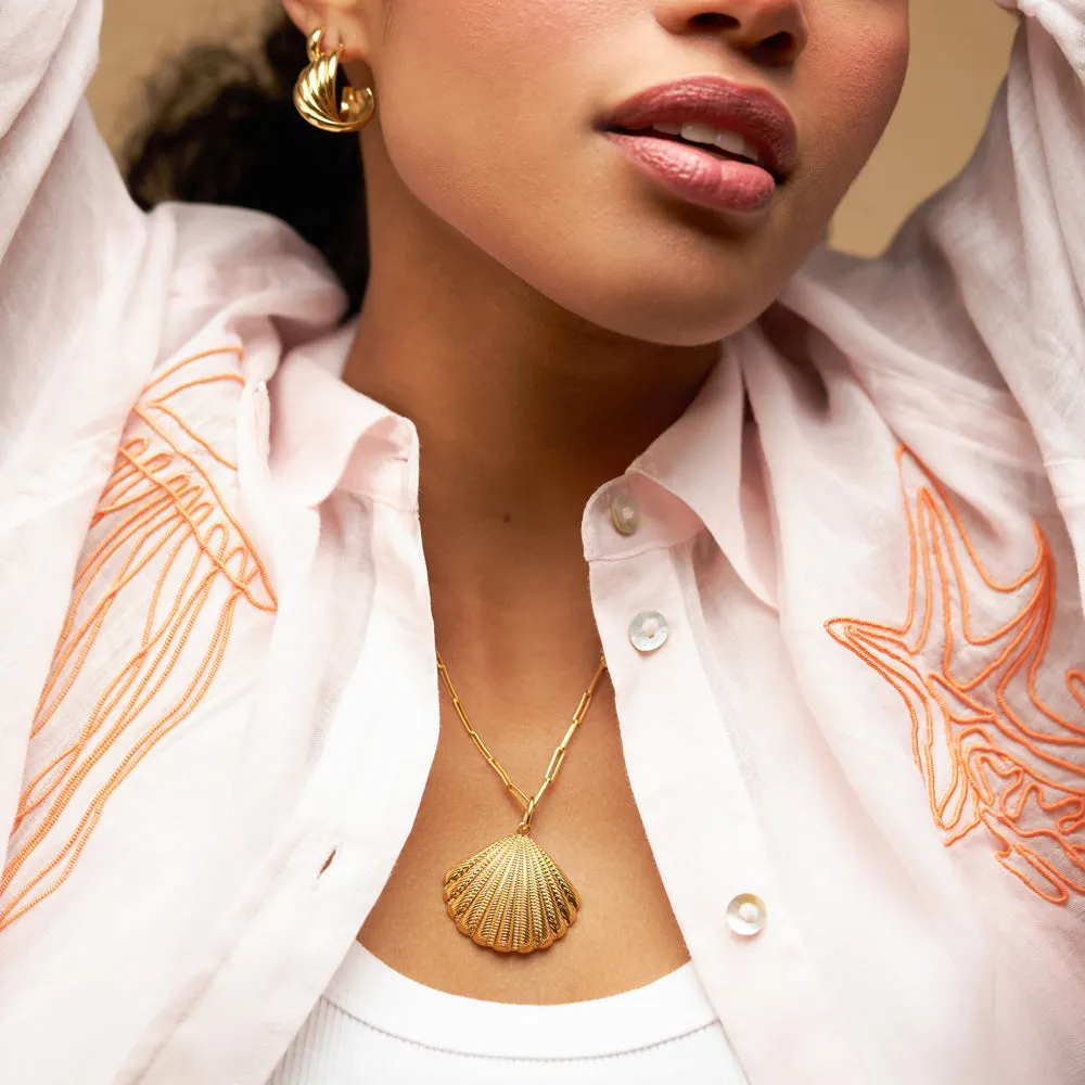 Orelia Statement Textured Shell halskæde guld