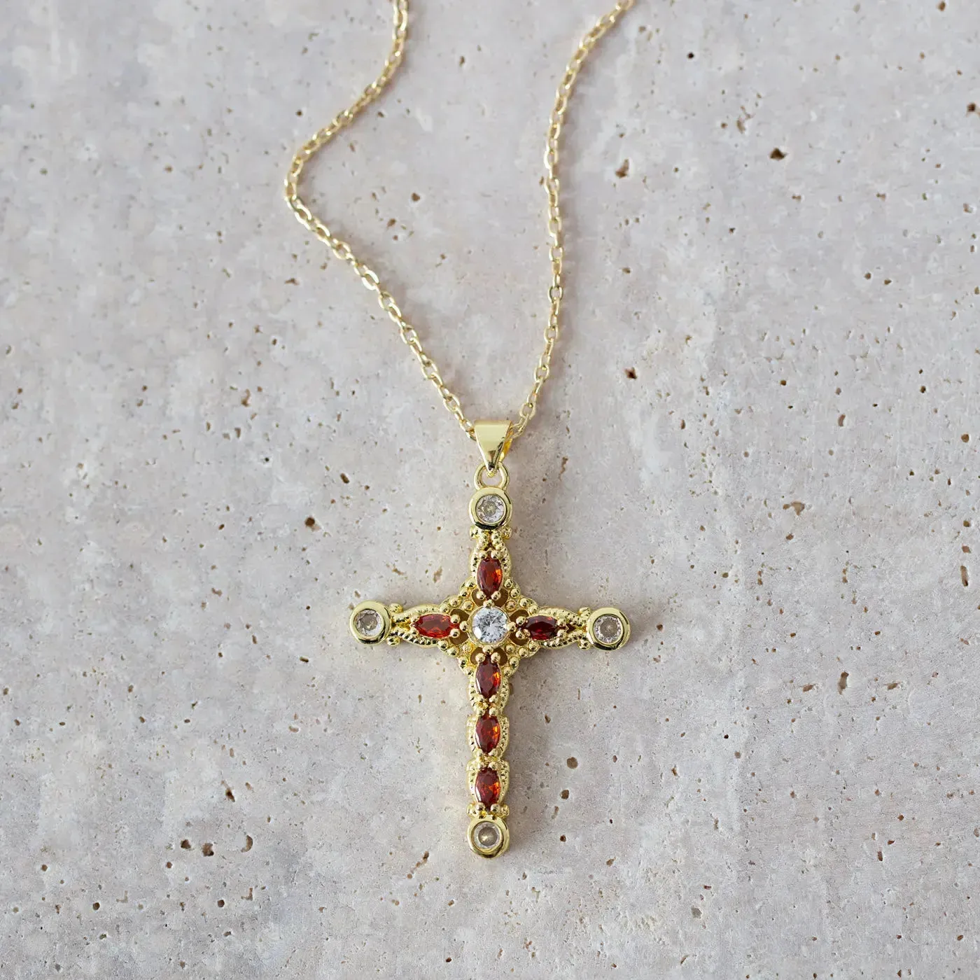 TIMI OF SWEDEN Azura halskæde guld kors zirconia