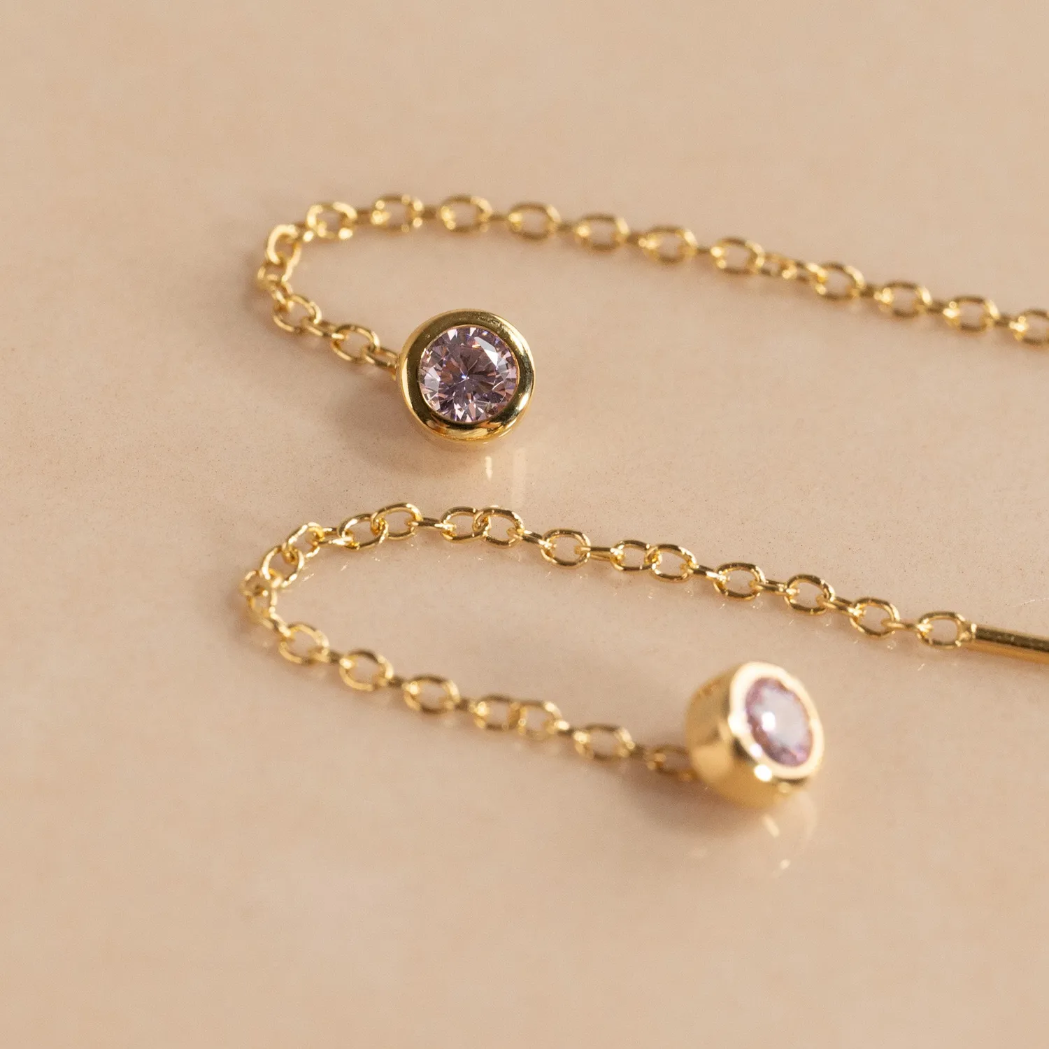 Sisi Copenhagen Amanda Pink Golden kædeøreringe zirkon