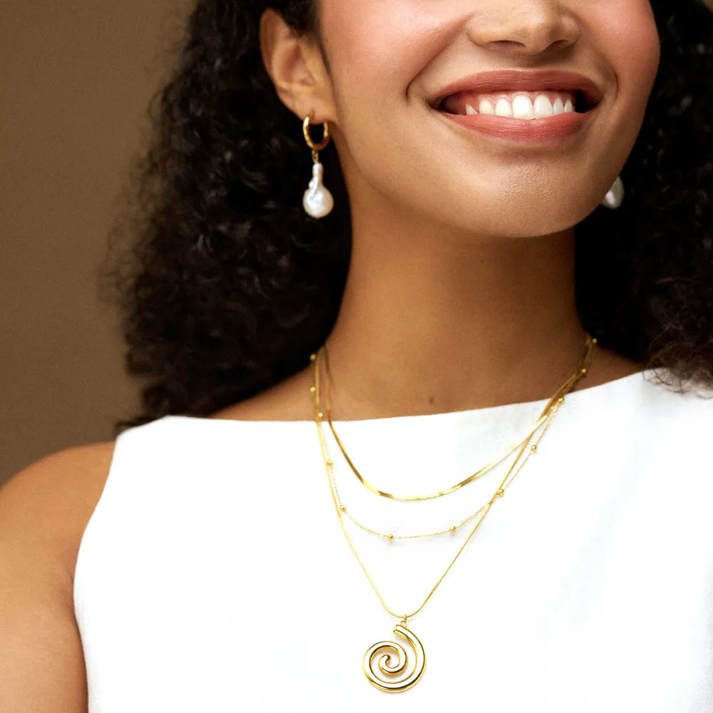 Orelia LUXE Spiral Multi-Row halskæde guld