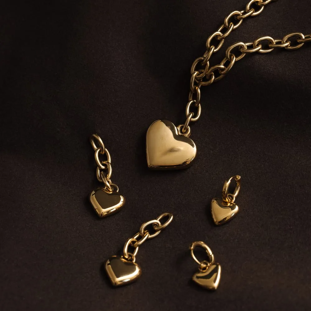 Orelia LUXE Heart Charm Micro Hoop øreringe guld hjerte