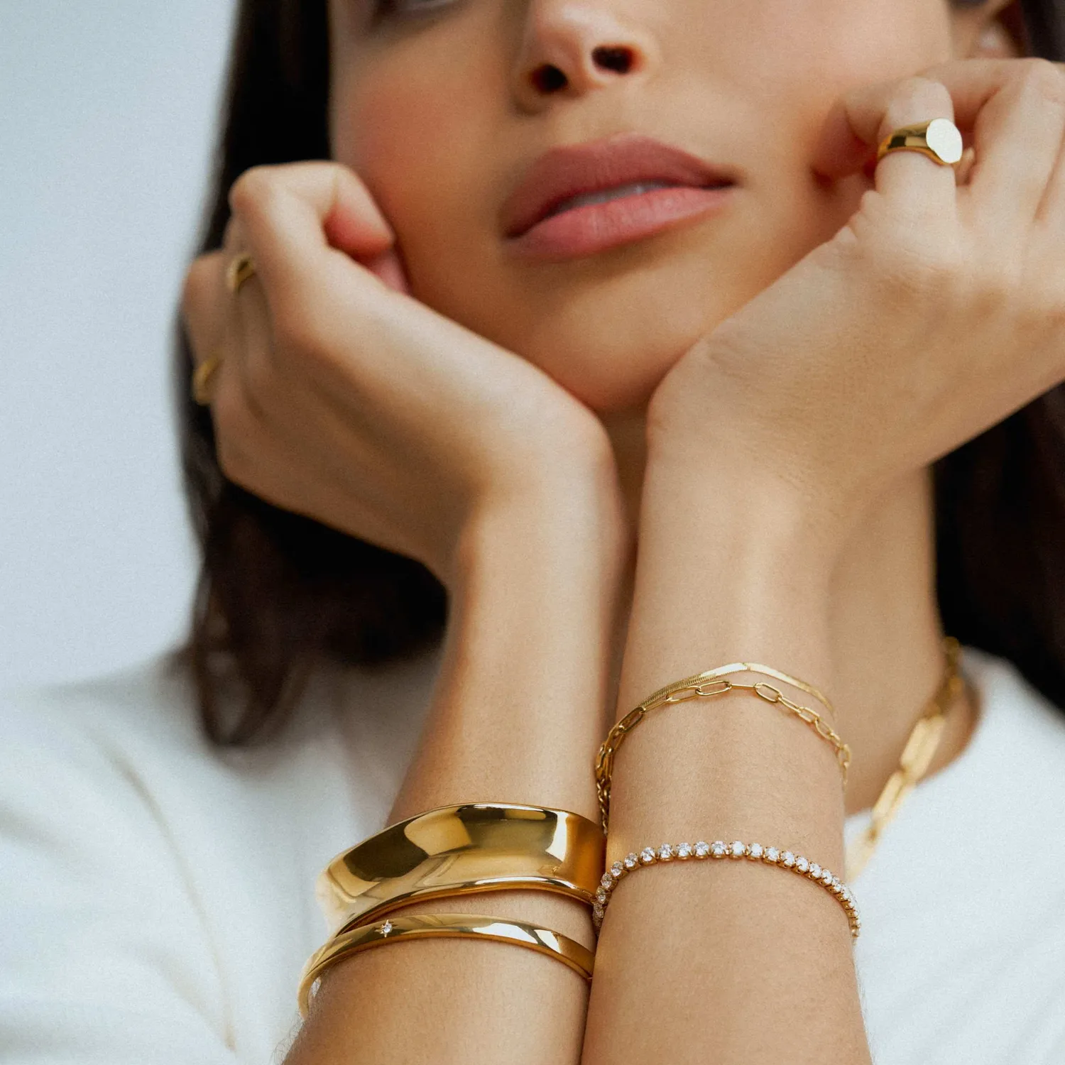 Orelia LUXE Chain Tennis armbåndssæt guld 3-delt